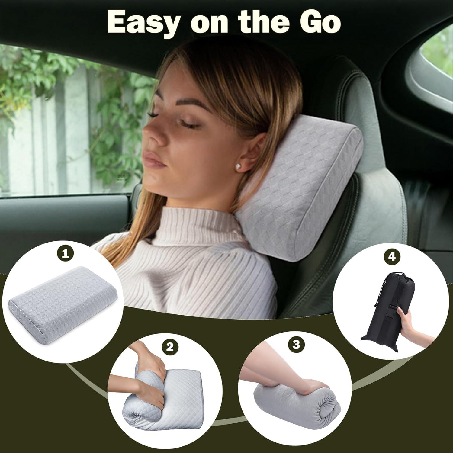 Almohada de Viaje Vekkia Pequeña con Espuma Viscoelástica Gris
