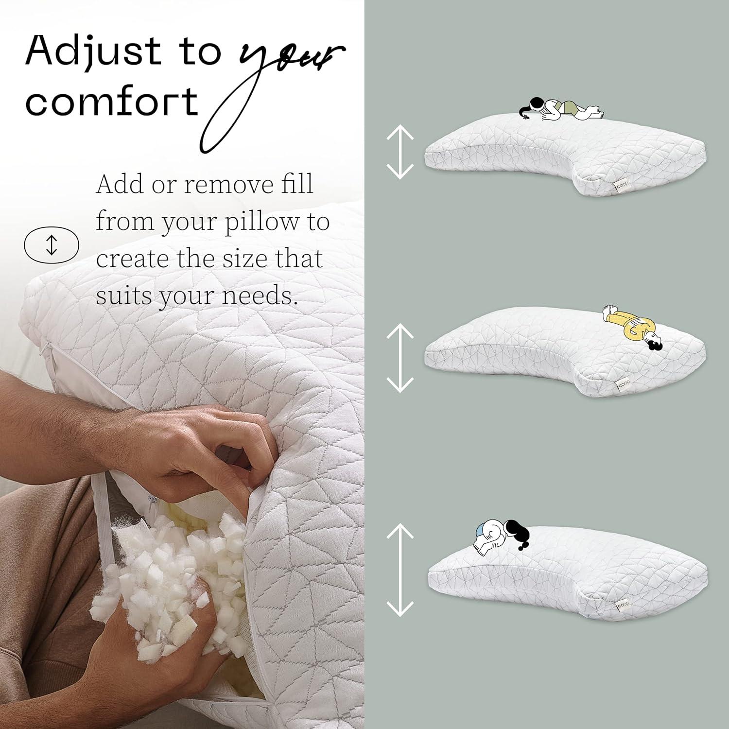 Almohada Ajustable Coop Home Goods Queen Media Luna Firmeza Media