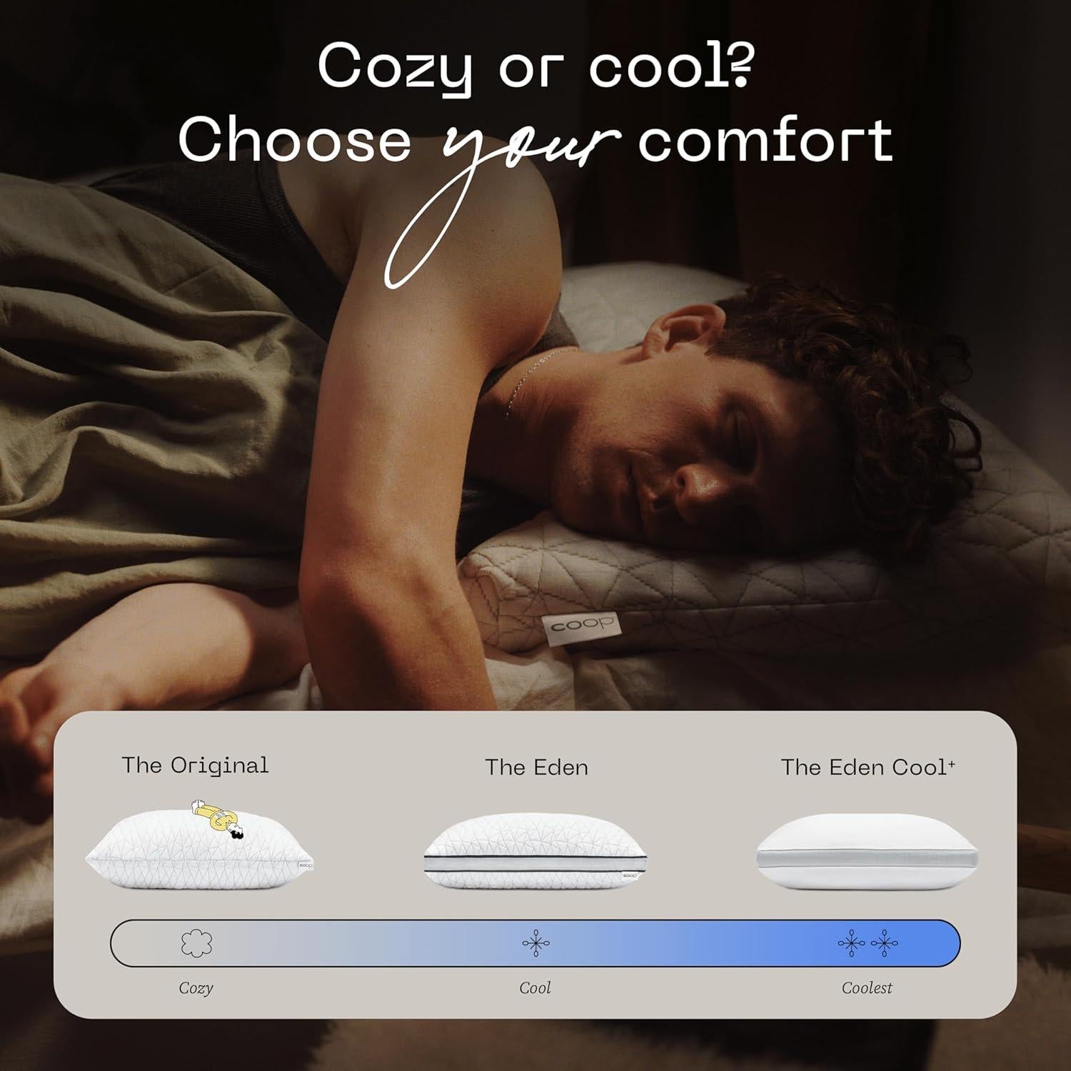 Almohada Ajustable Coop Home Goods Queen Media Luna Firmeza Media