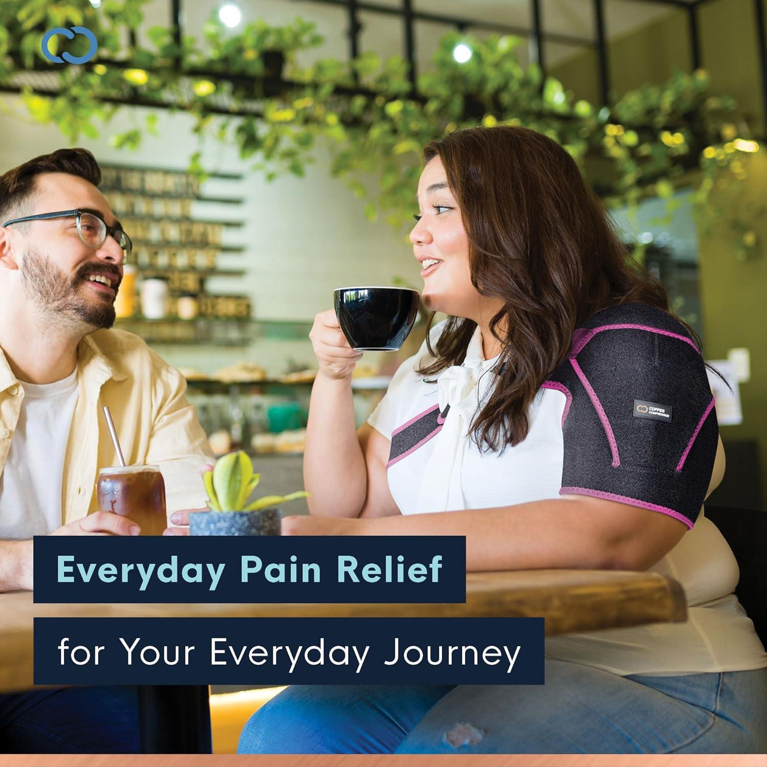 Faja de Compresión de Cobre para Hombro - Ajustable S/M - Negro/Rosa