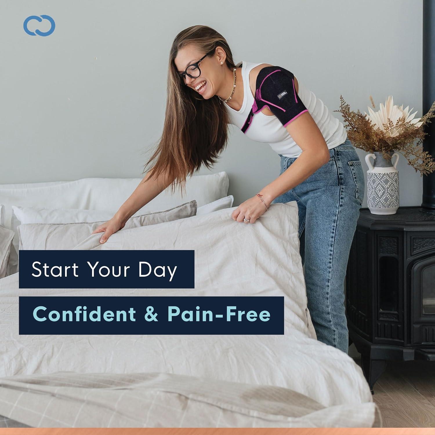 Faja de Compresión de Cobre para Hombro - Ajustable S/M - Negro/Rosa