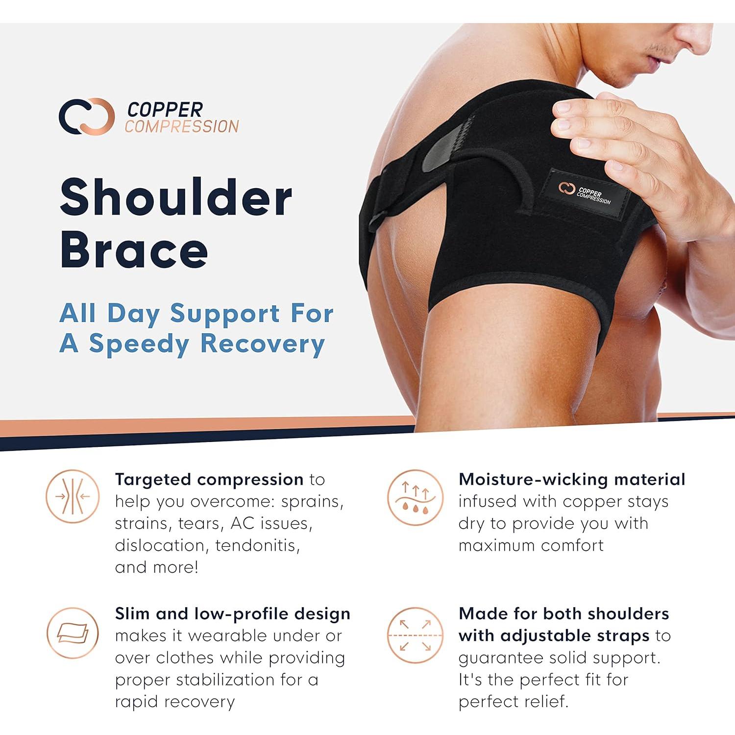 Faja de Compresión de Cobre para Hombro - Ajustable S/M - Negro/Rosa