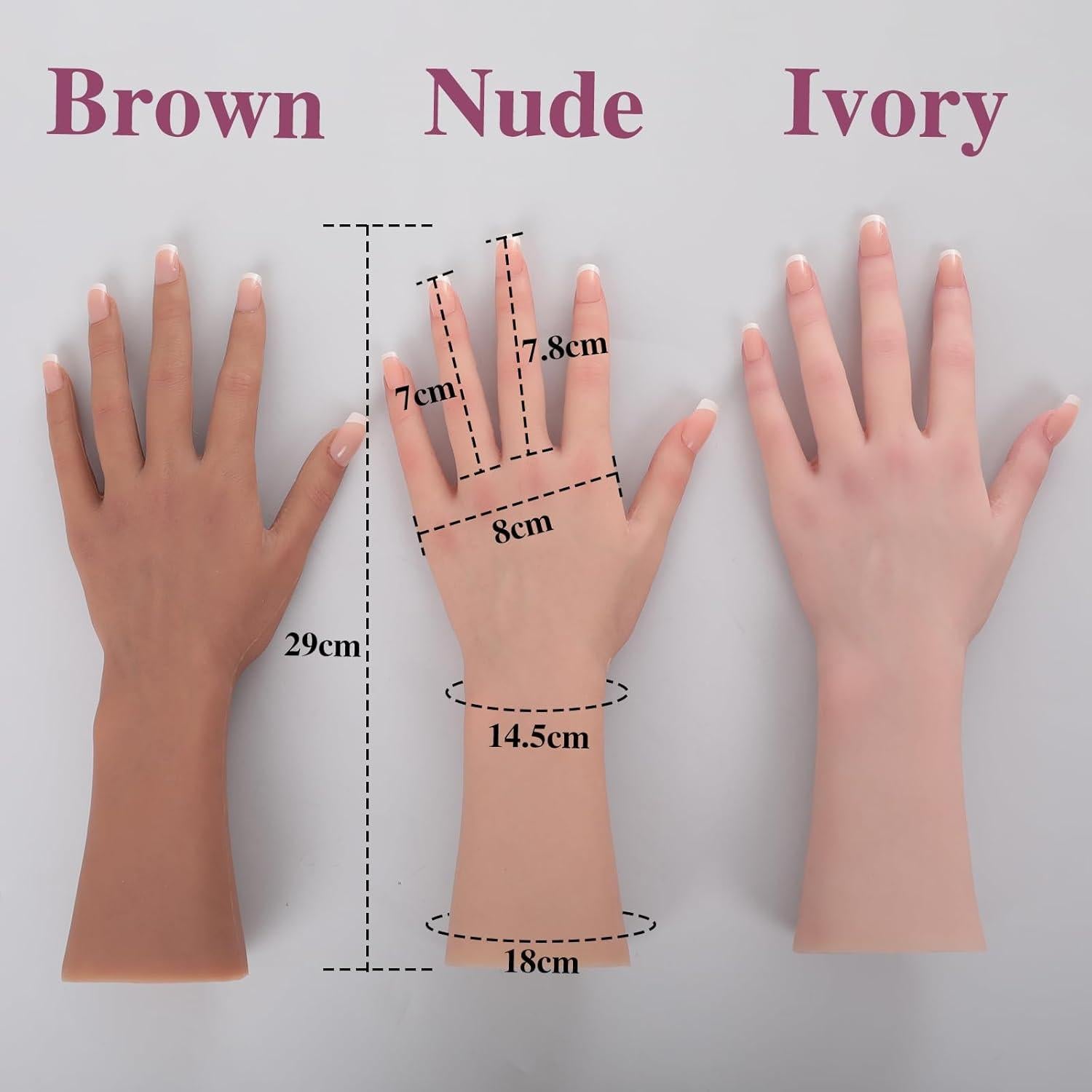 Mano Femenina de Silicona Realista MOTLEYBEAN 29cm Izquierda