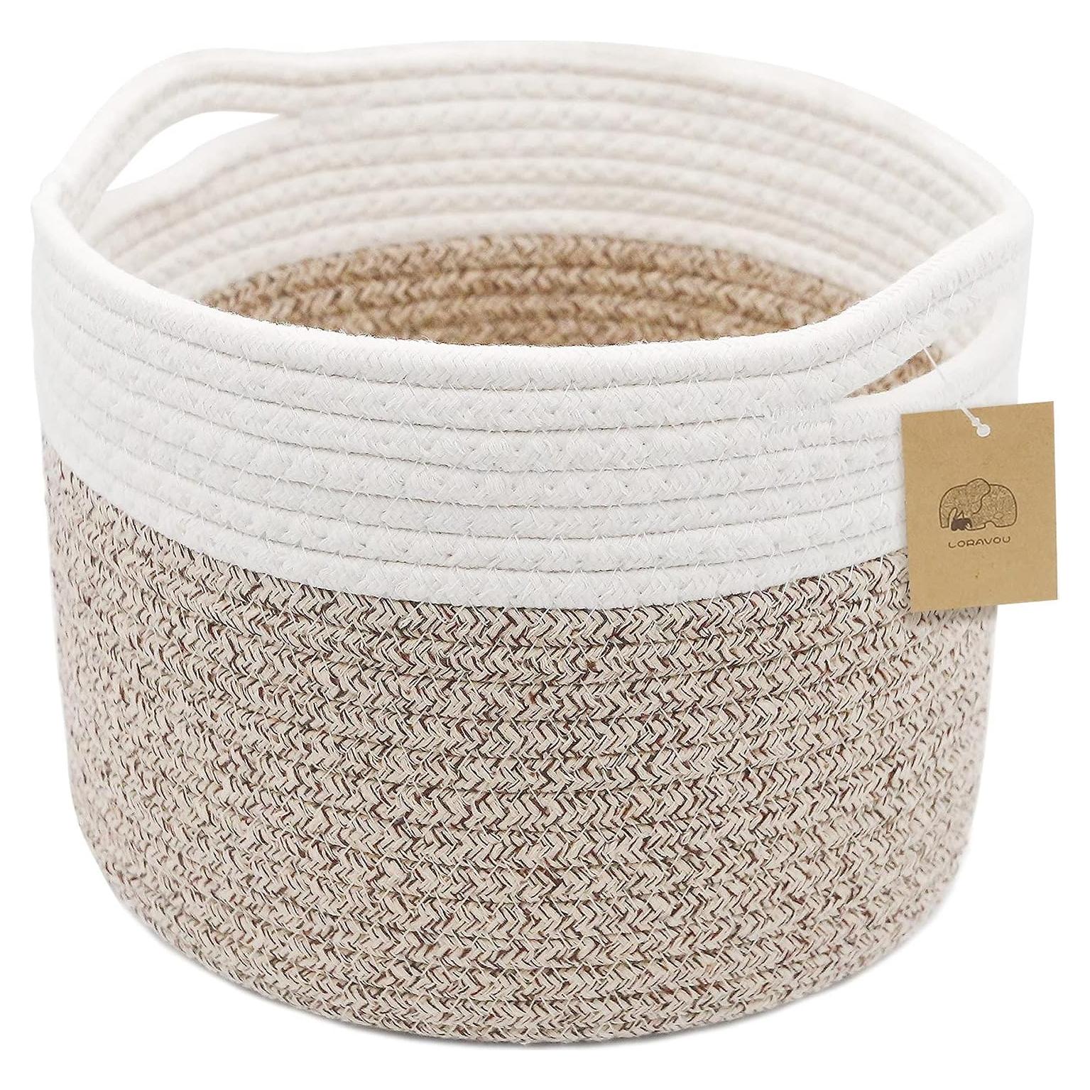 Cesta de Almacenamiento Loravou Pequeña Algodón Marrón 24cm