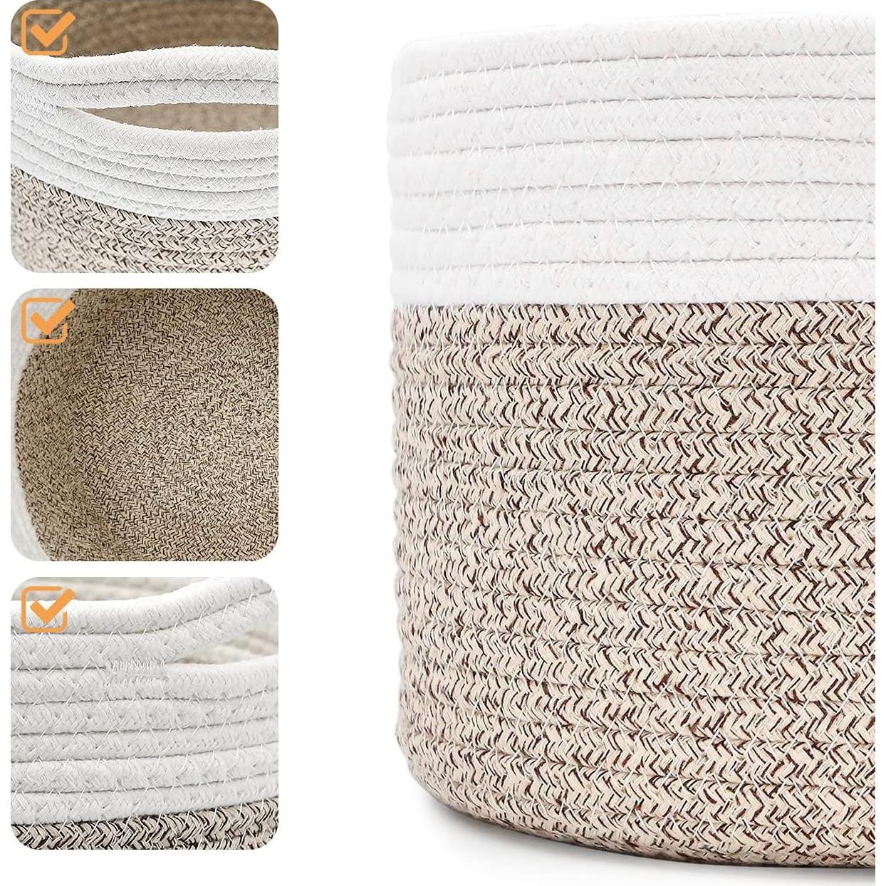 Cesta de Almacenamiento Loravou Pequeña Algodón Marrón 24cm