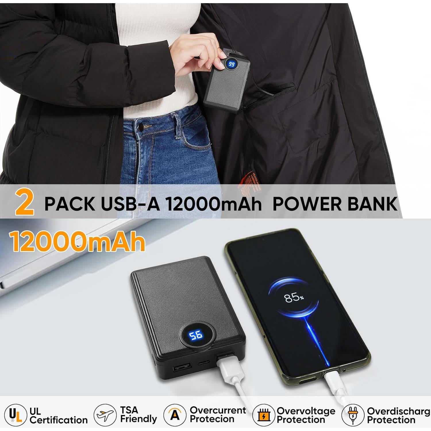 Chaqueta Calentada para Mujeres Shenzhen K112 2 Pack Batería 12000mAh