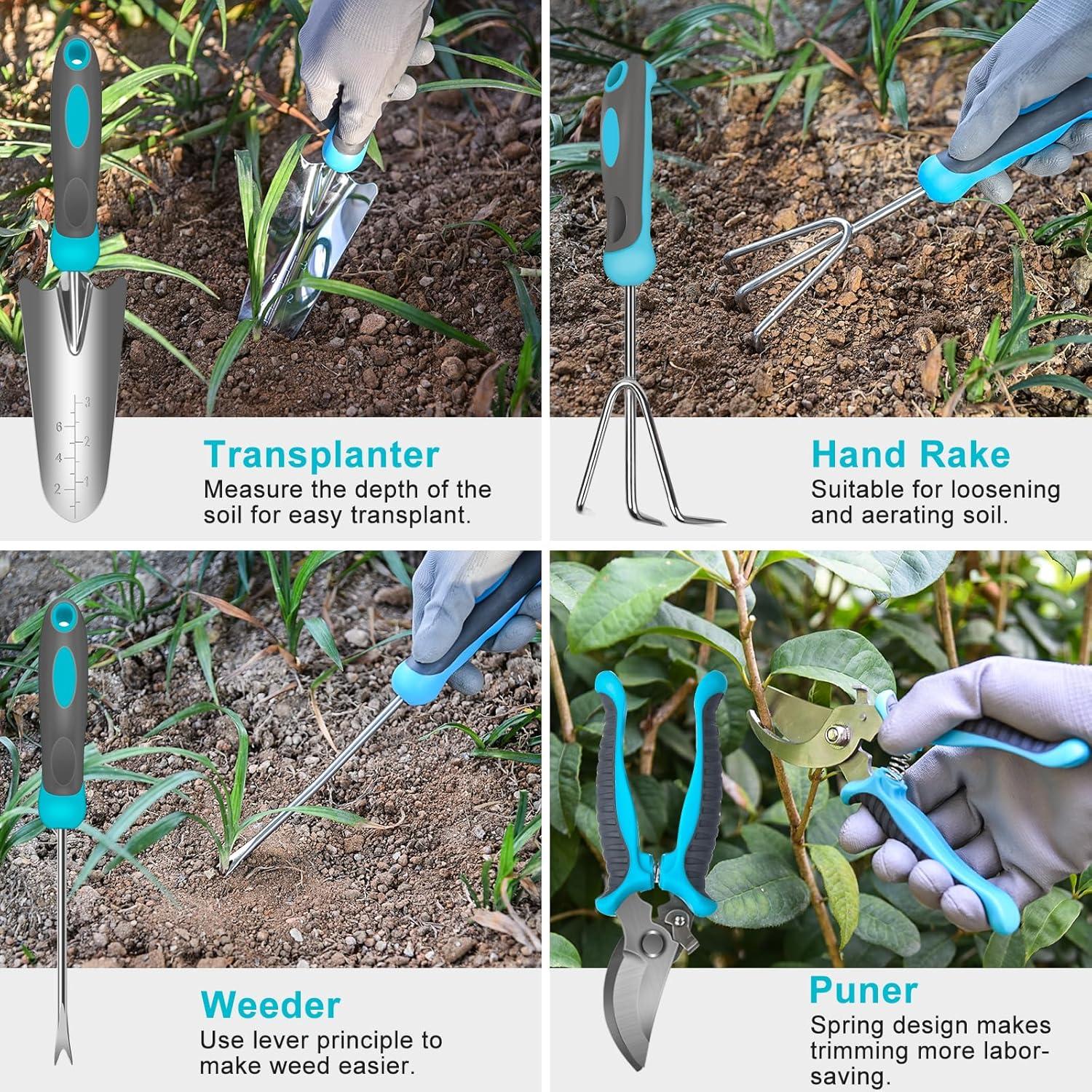 Set de Jardinería Carsolt 10 Piezas Acero Inoxidable Ergonómico