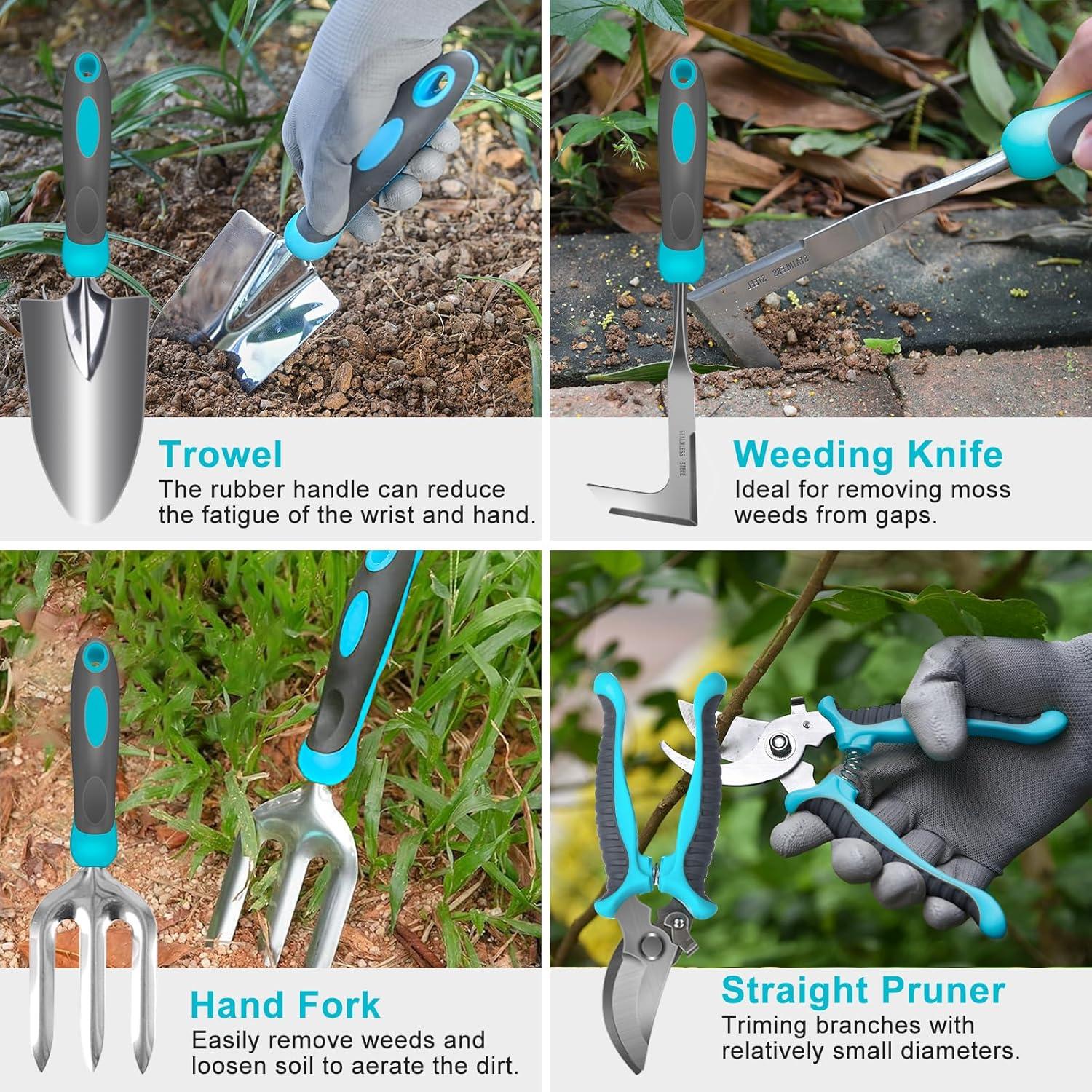 Set de Jardinería Carsolt 10 Piezas Acero Inoxidable Ergonómico