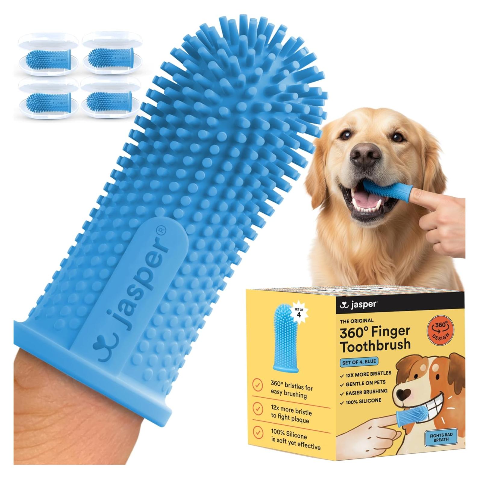 Cepillo de Dientes para Perros Jasper 360° - Kit de 4 Unidades