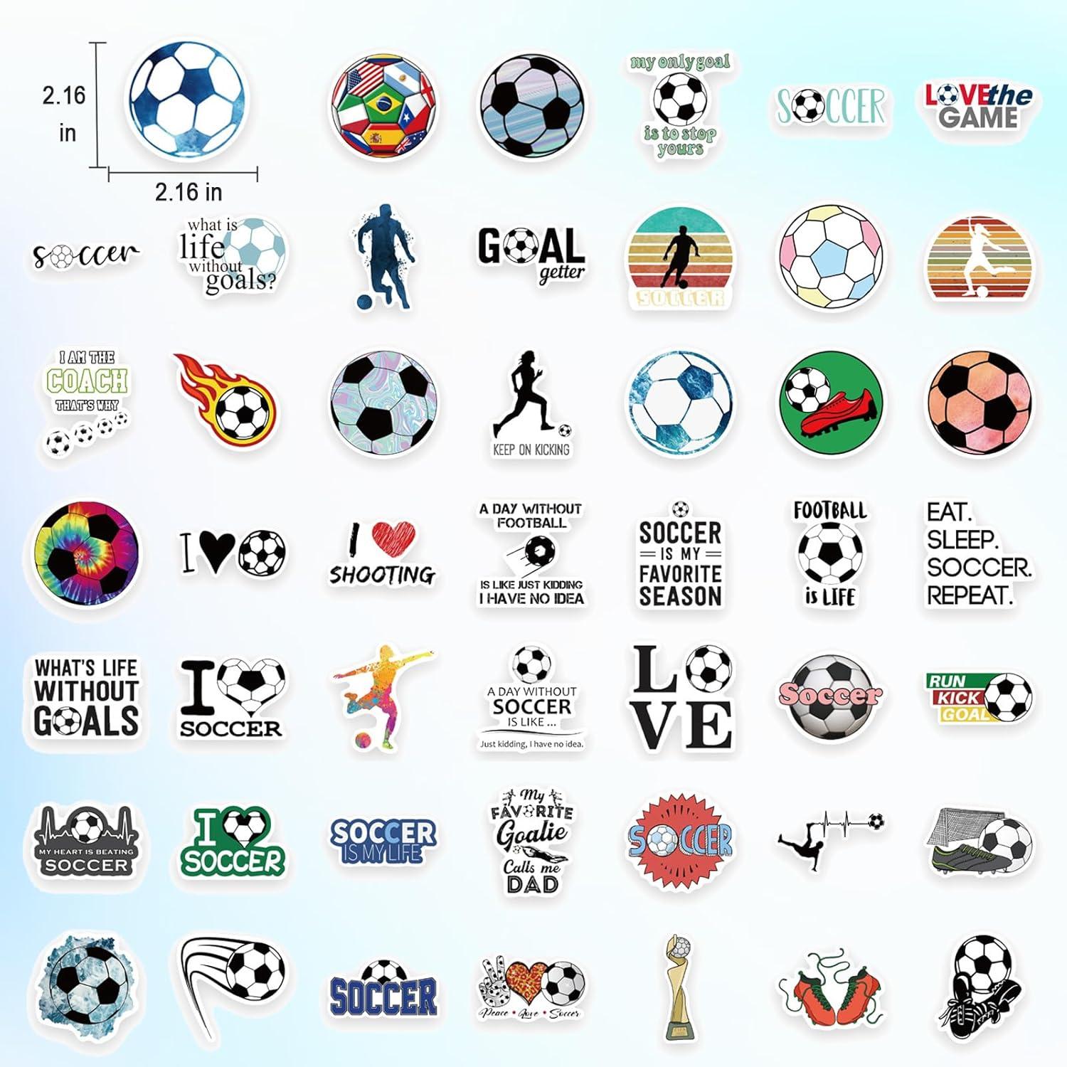 100 Stickers de Fútbol Kiouposy para Niños y Adolescentes