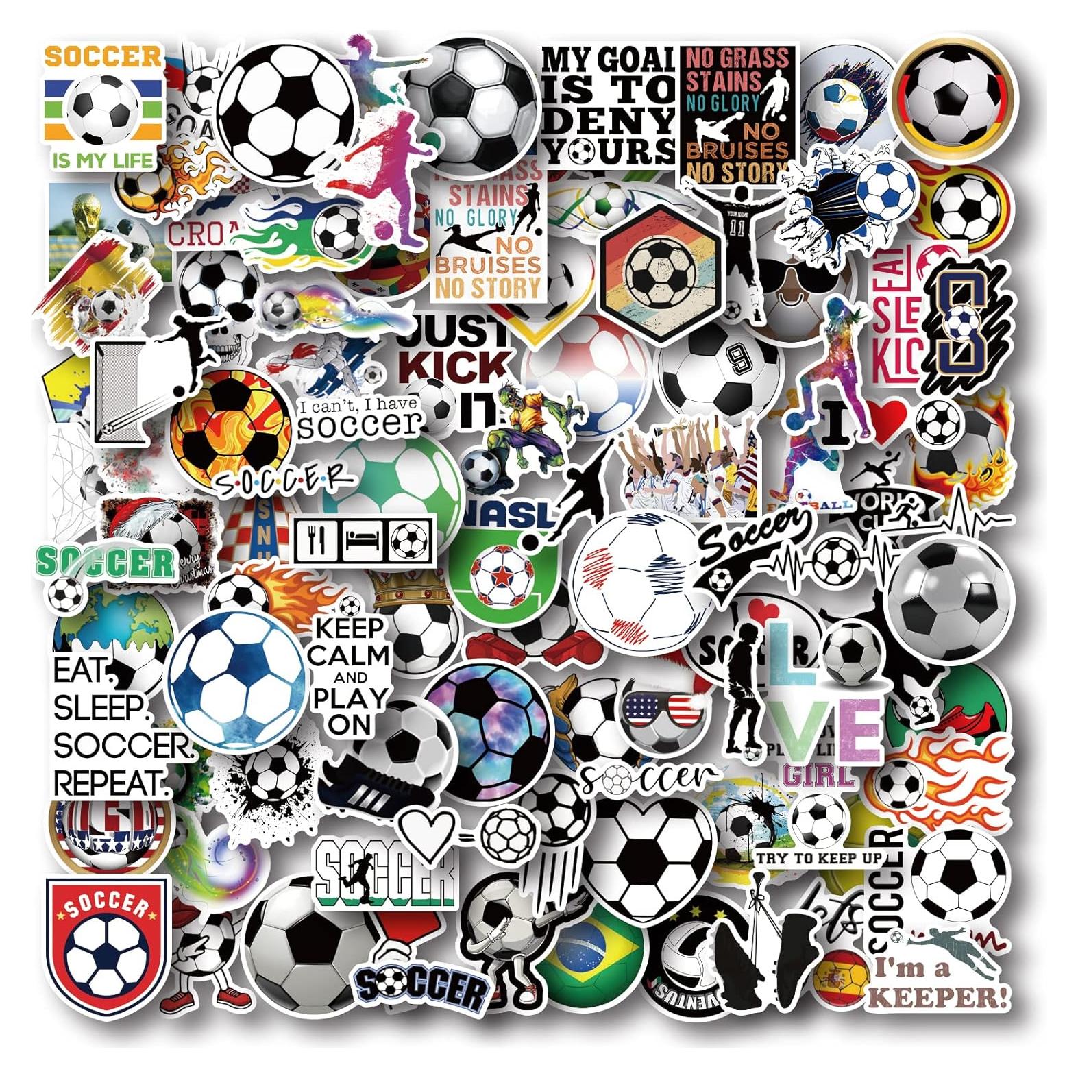 Pegatinas de Fútbol AOWDIAO 100 Piezas Impermeables
