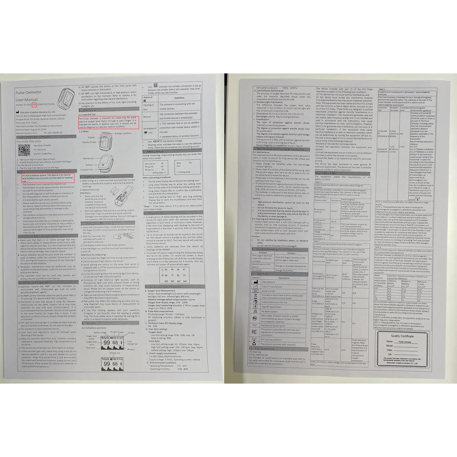 Oxímetro de Pulso Vibeat S5B, Monitor de Saturación de Oxígeno