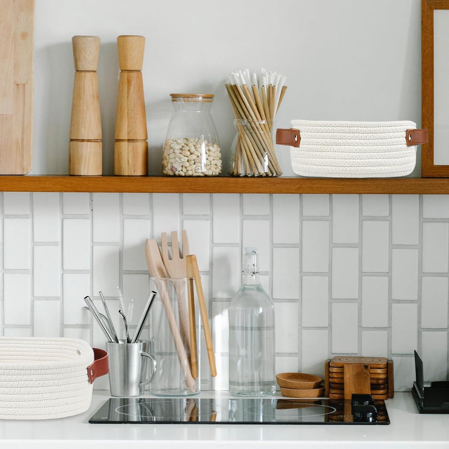 Cesta de Almacenamiento ABenkle Cuadrada 18x18x8 cm Blanca