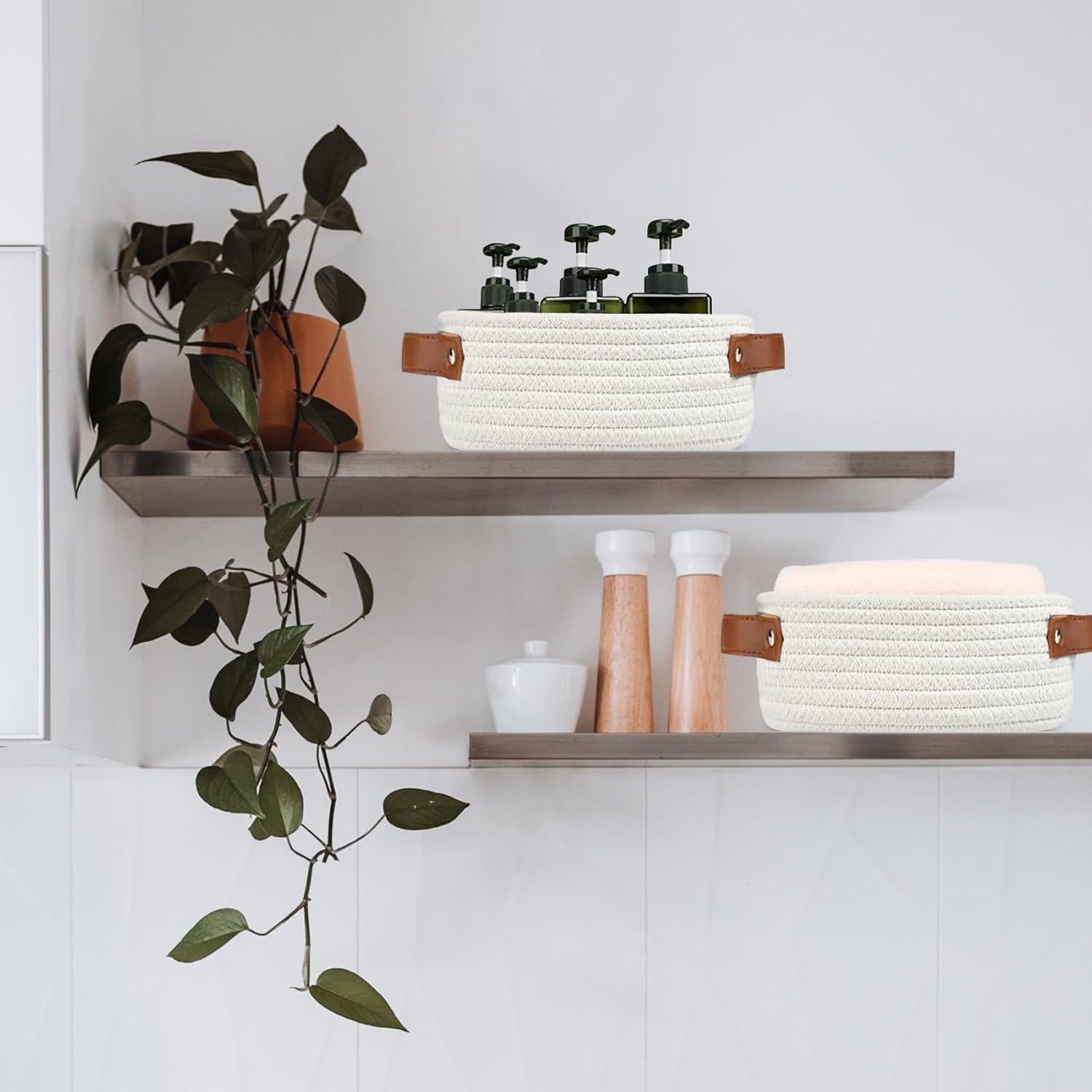 Cesta de Almacenamiento ABenkle Cuadrada 18x18x8 cm Blanca