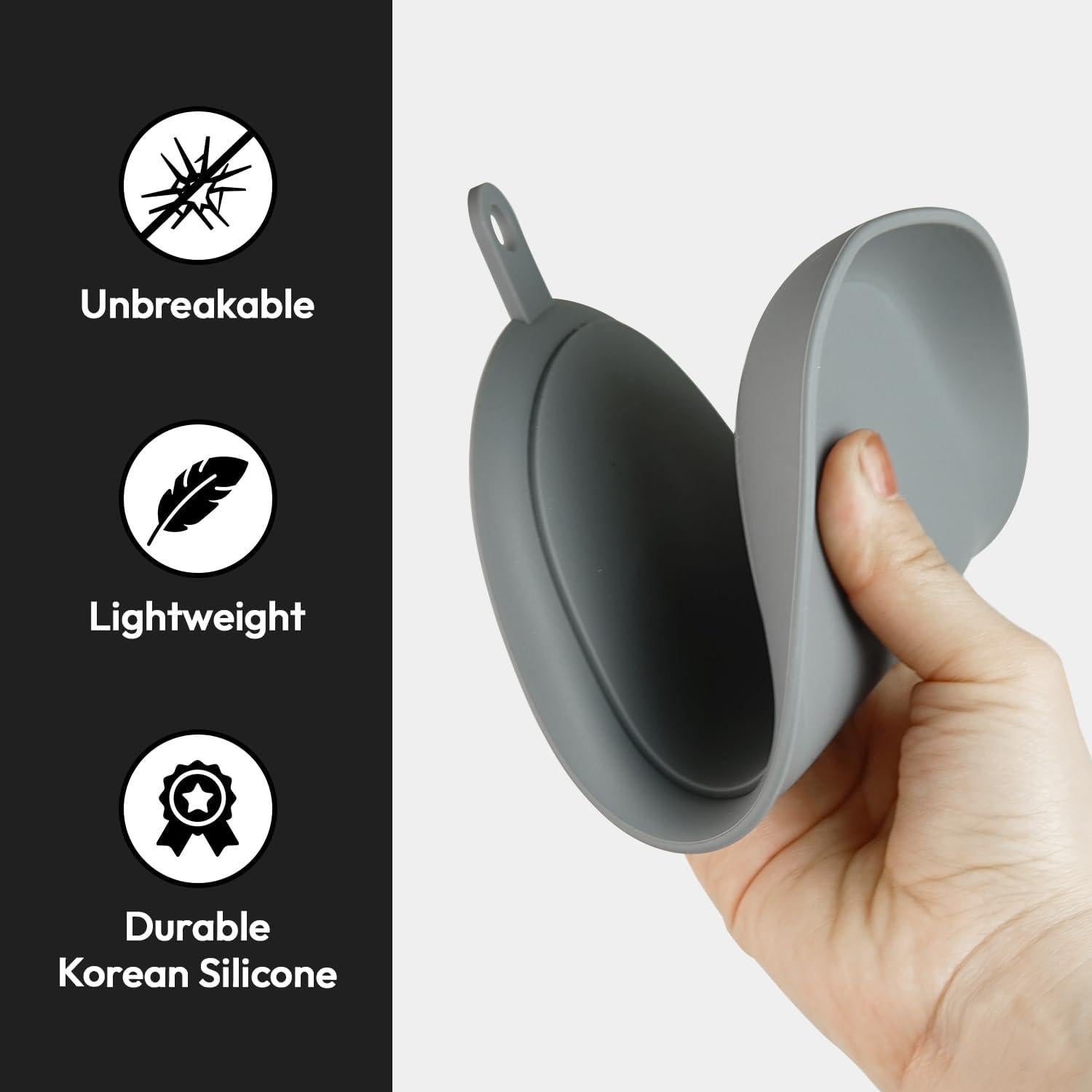 Carrotez Large Silicone Utensil Rest for Stove Top - Unbreakable Heat Resistant Silicone Spoon Rest for Kitchen Countertop - Oversized Wide Non-Scratch Spoon Holder for Camping - Grey