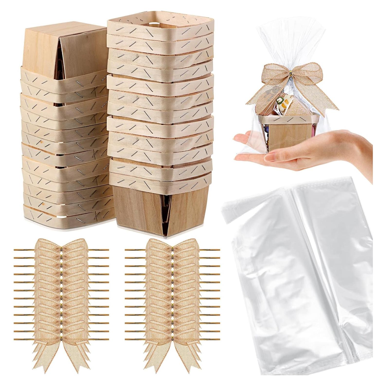 Kigley 24 Cestas de Regalo de Madera 10.2 cm Marrón