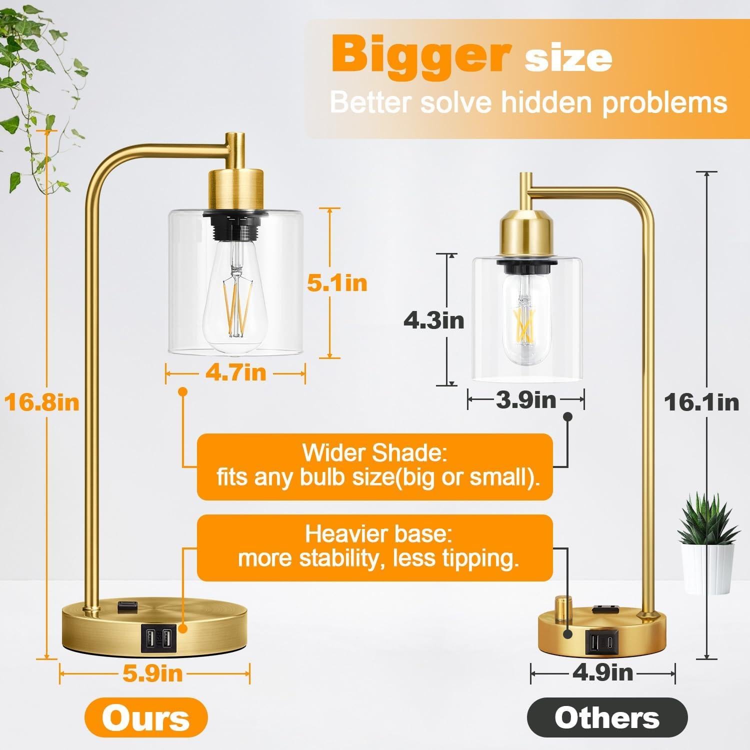 Juego de 2 Lámparas de Mesa Táctiles Nintiue con USB y LED
