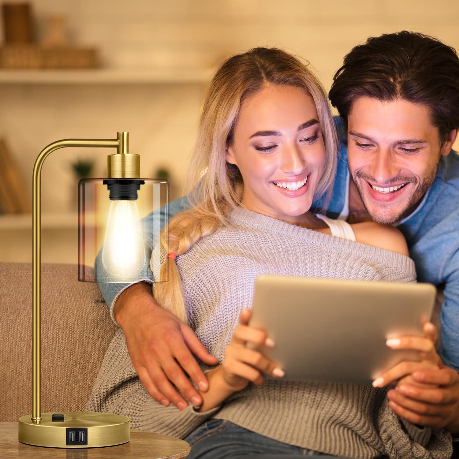 Juego de 2 Lámparas de Mesa Táctiles Nintiue con USB y LED