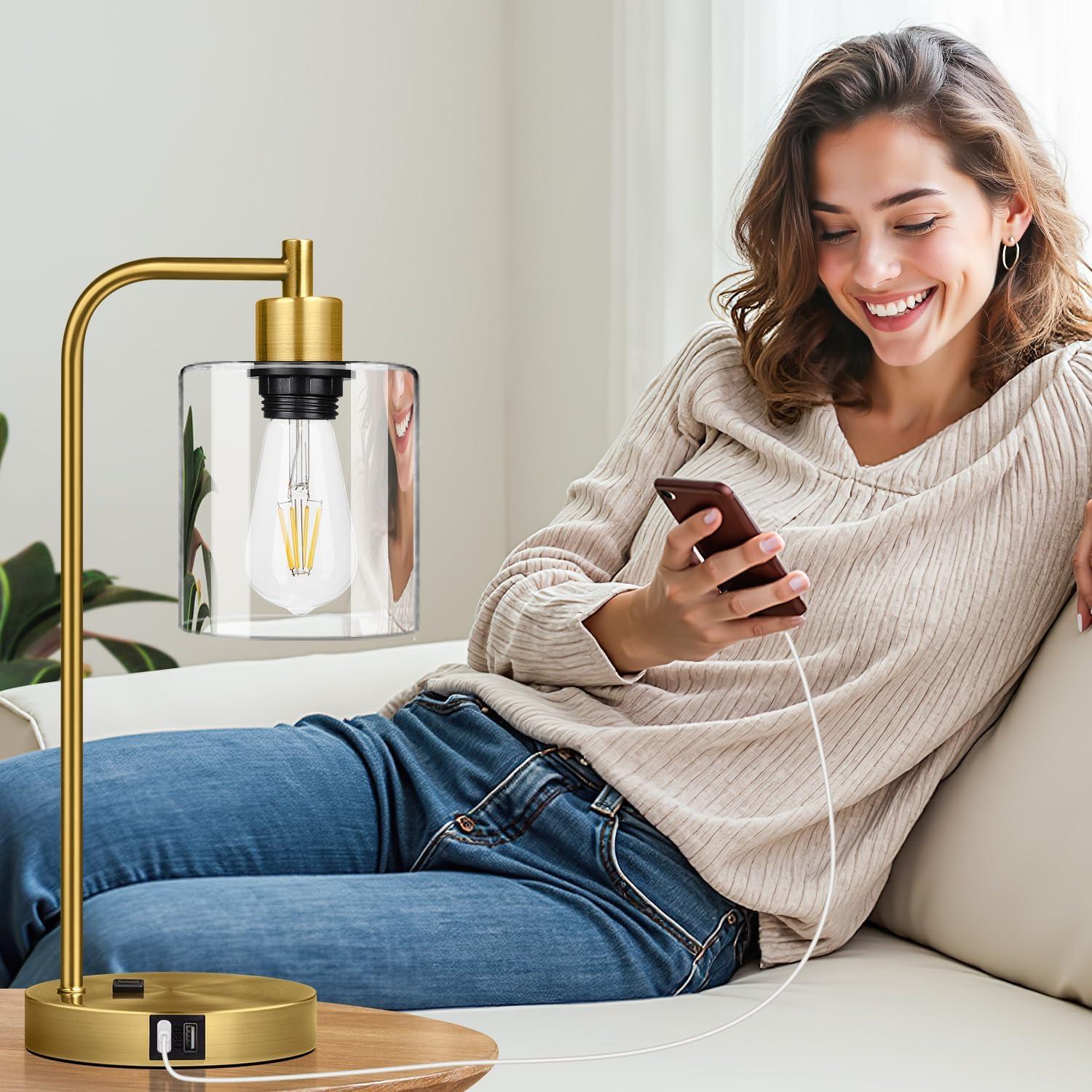 Juego de 2 Lámparas de Mesa Táctiles Nintiue con USB y LED