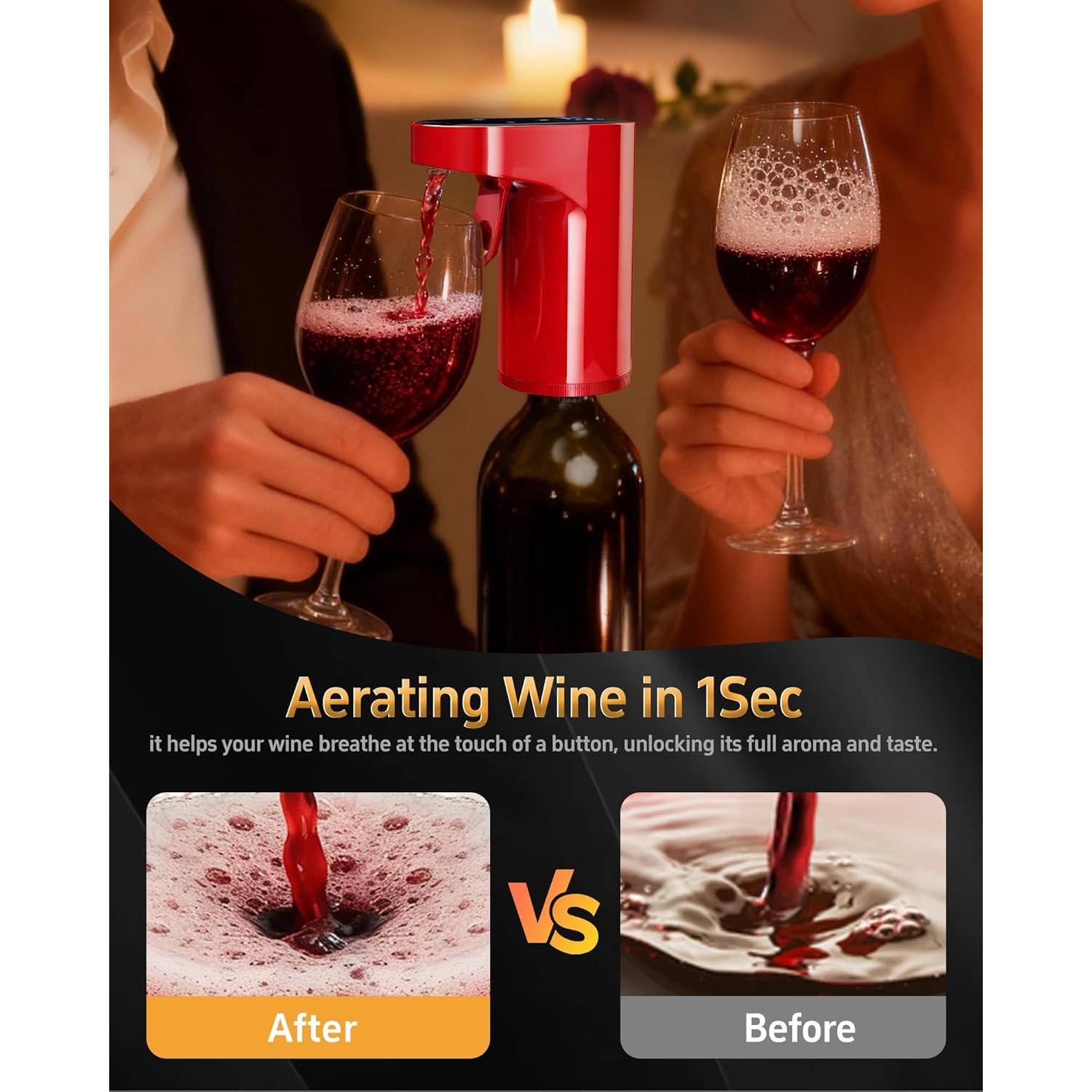 Dispensador de Vino Eléctrico Redsack 5-en-1 Rojo 999ml