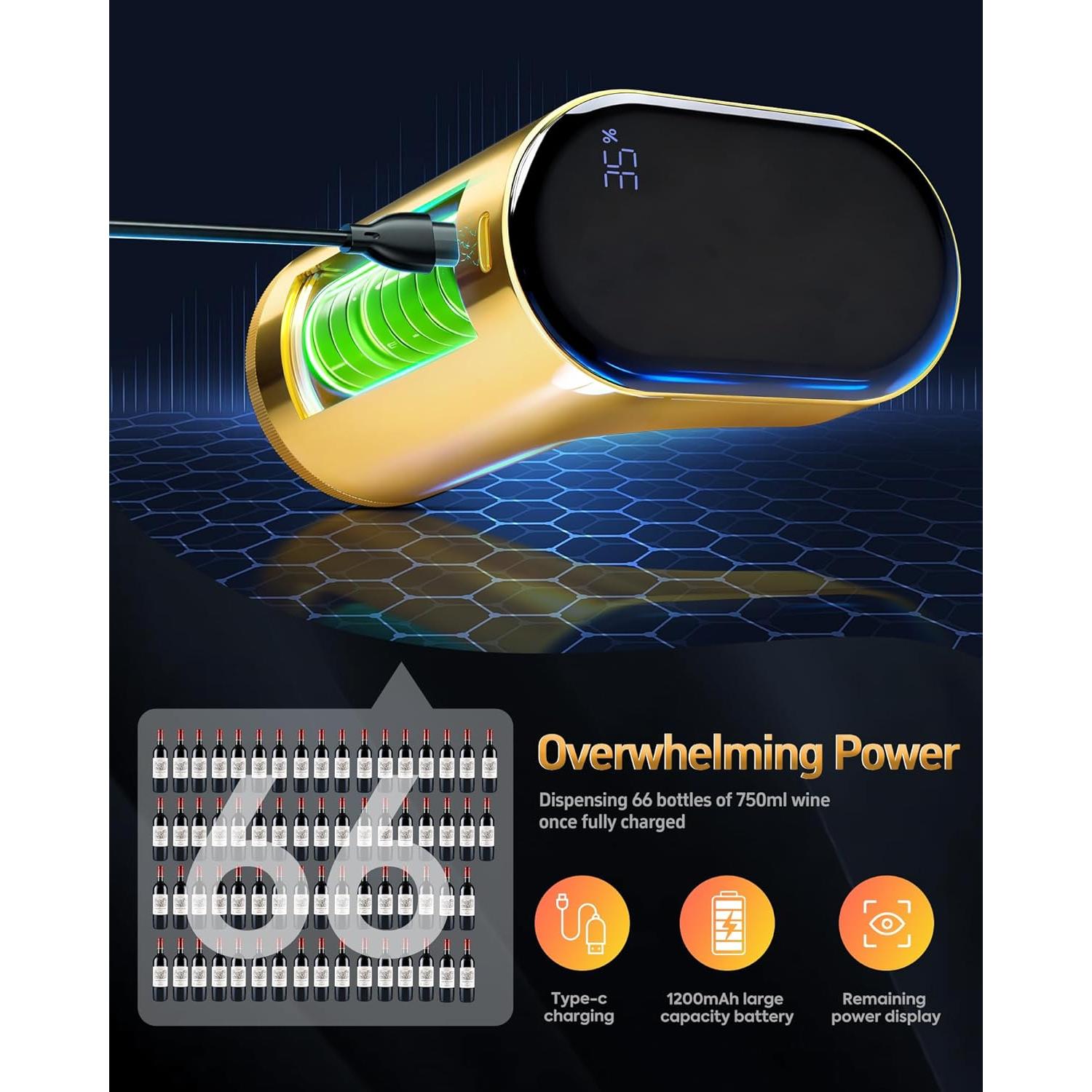 Dispensador de Vino Eléctrico Redsack 5-en-1 Oro 999ml