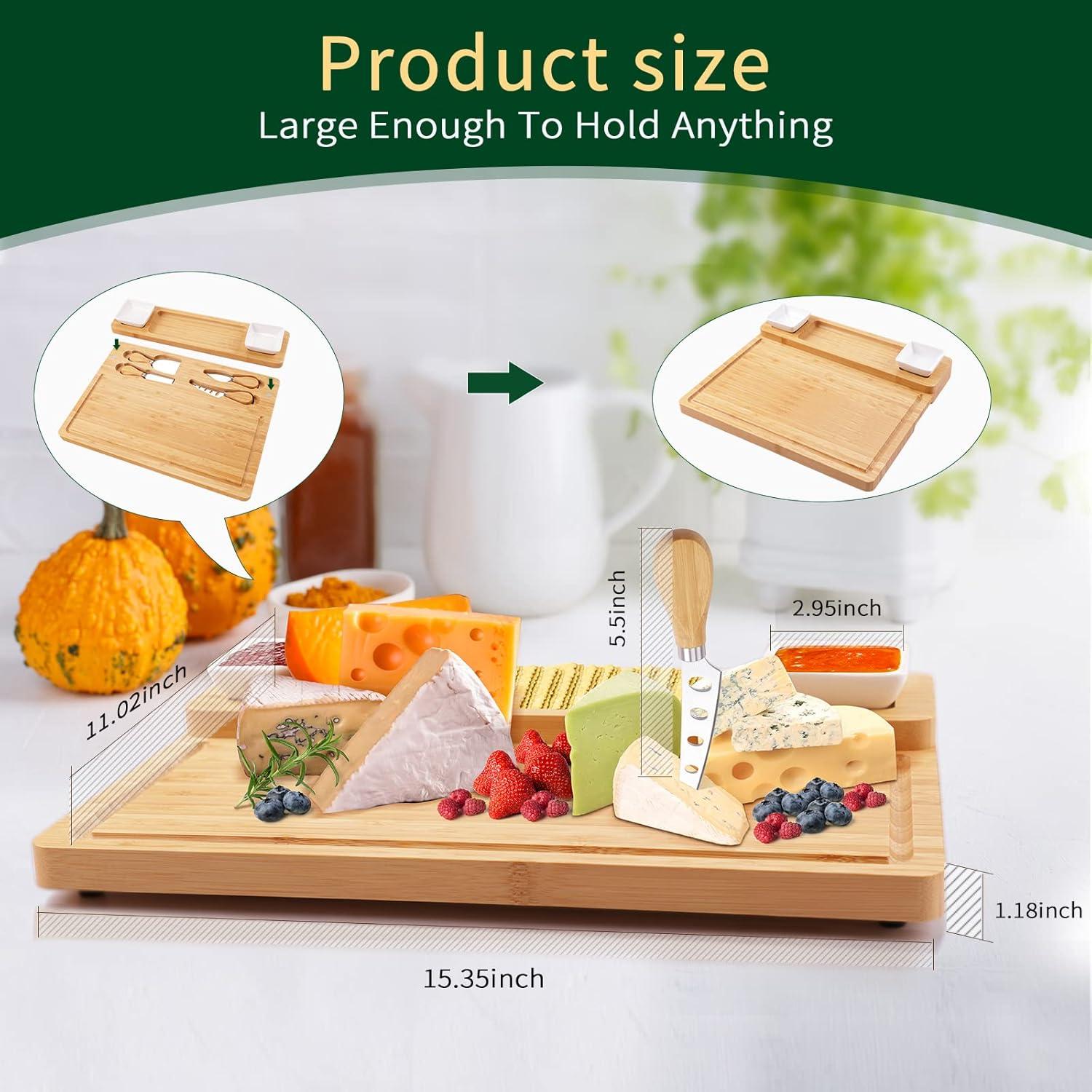 Tabla de Charcutería YZS de Bambú 39x28 cm con Cuchillos