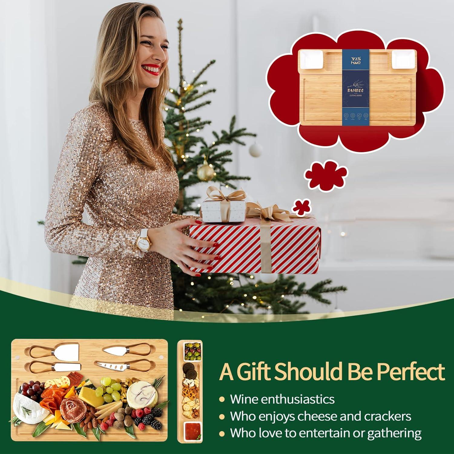 Tabla de Charcutería YZS de Bambú 39x28 cm con Cuchillos