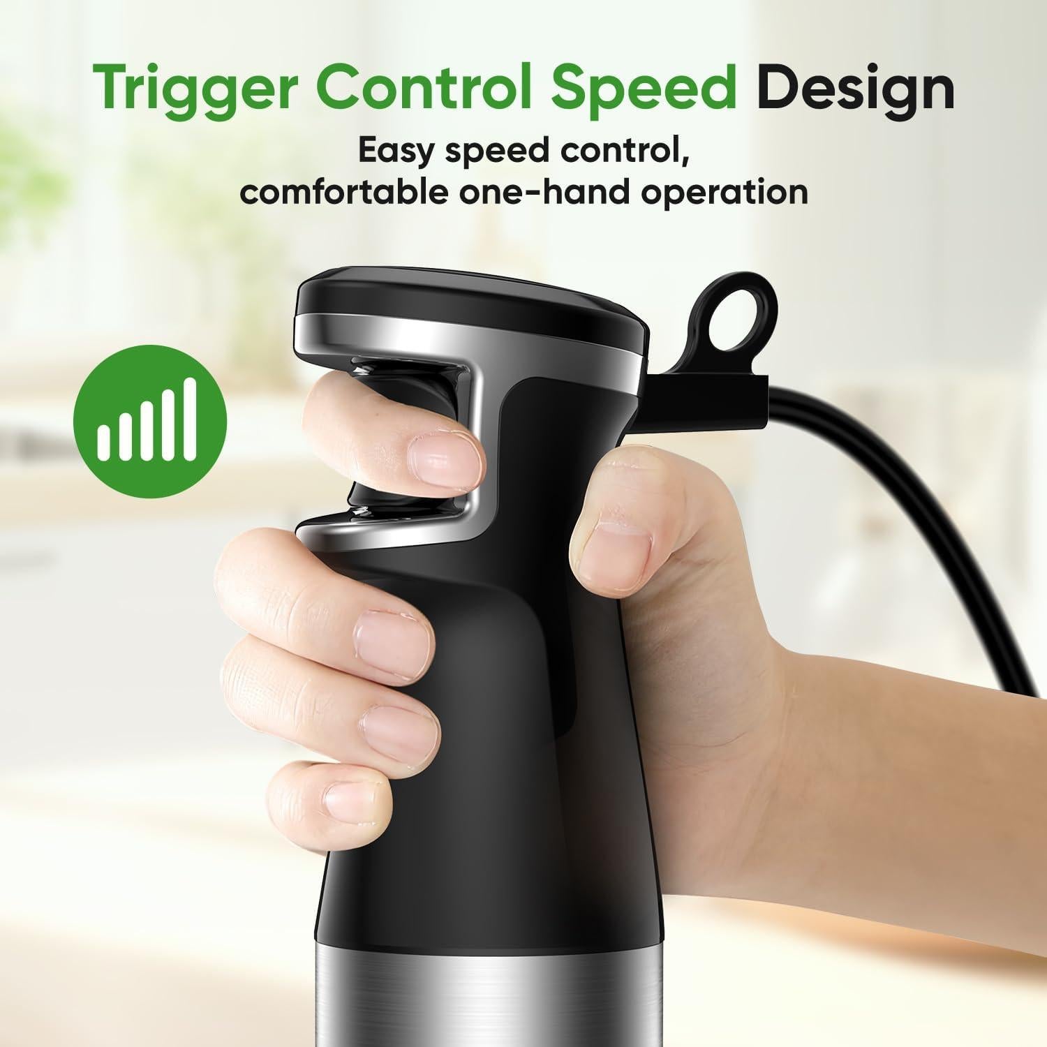 Batidora de Inmersión ZKBHOME 1100W 3 en 1 con Accesorios