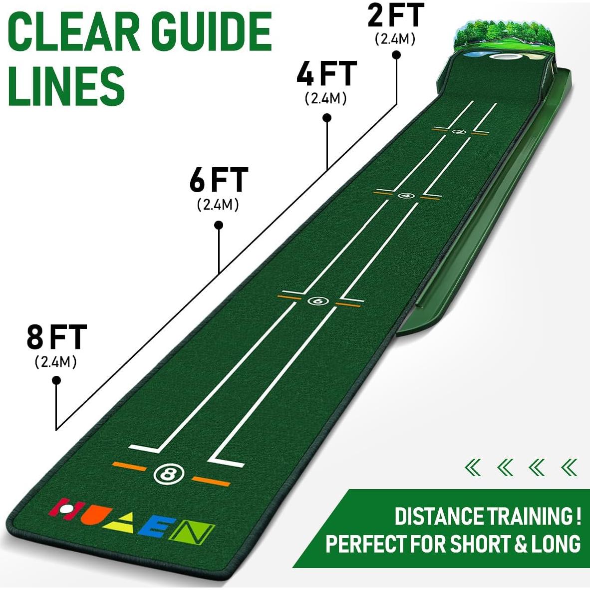 Alfombra de Putting HUAEN G7 2.84m 3 Huecos Plegable