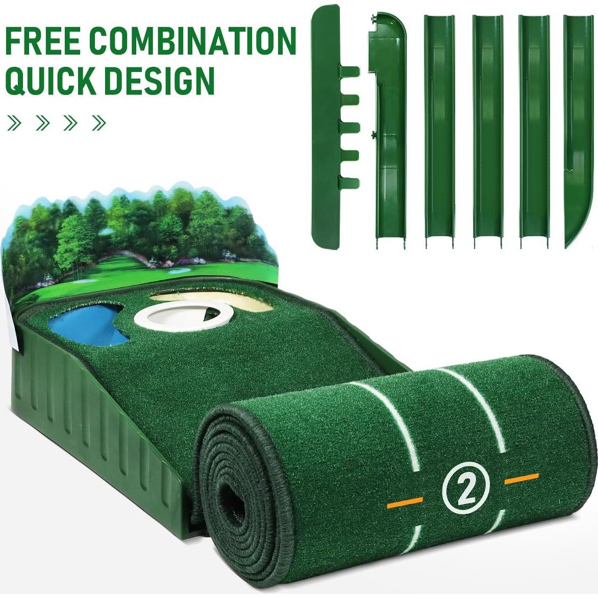 Alfombra de Putting HUAEN G7 2.84m 3 Huecos Plegable