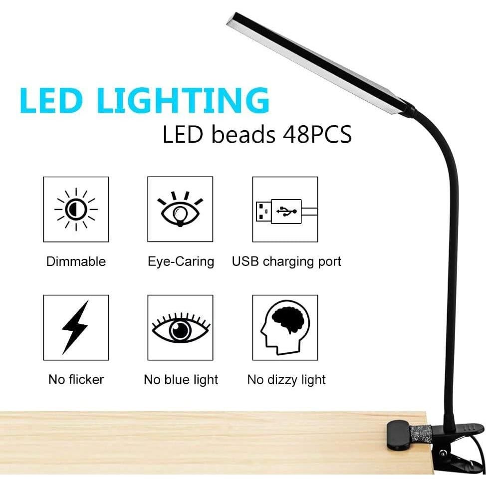 Lámpara de Escritorio LED RAOYI con Clip, 5W, 3 Modos de Color