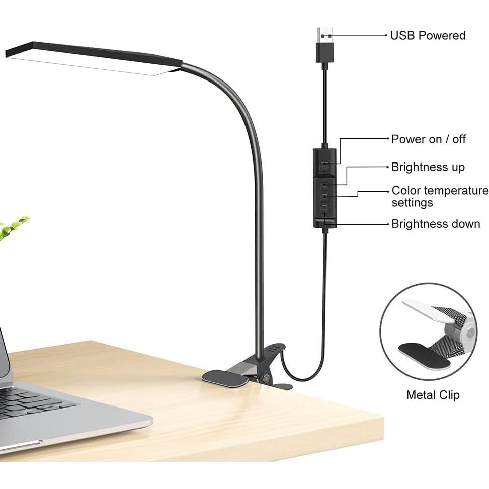 Lámpara de Escritorio LED RAOYI con Clip, 5W, 3 Modos de Color