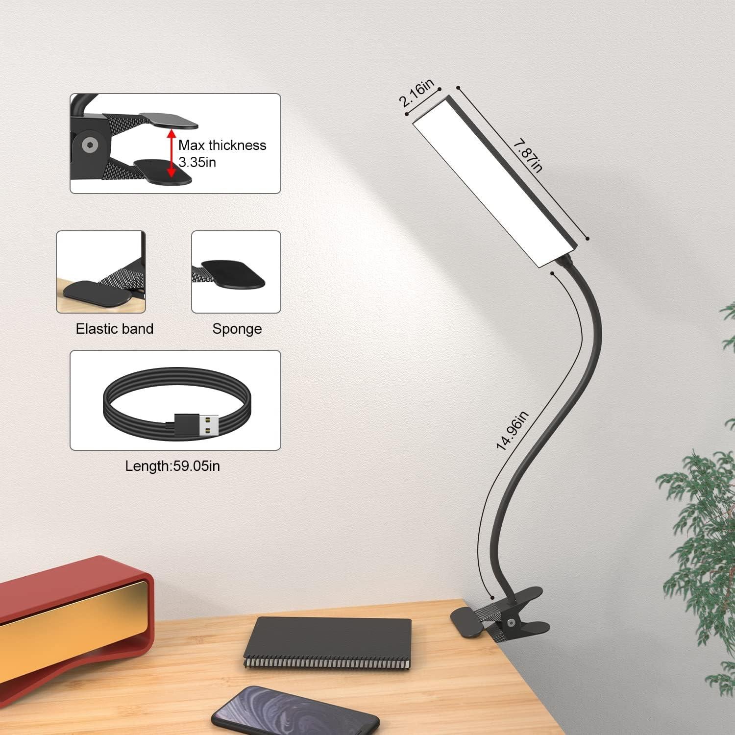 Lámpara de Escritorio LED RAOYI con Clip, 5W, 3 Modos de Color