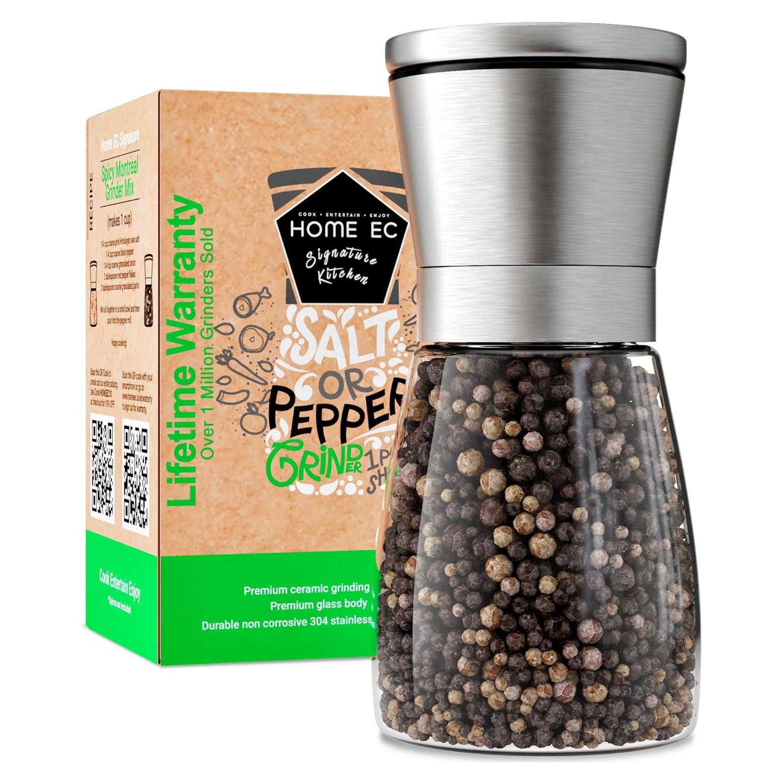 Molinillo de Sal y Pimienta HOME EC de Vidrio y Acero Inoxidable