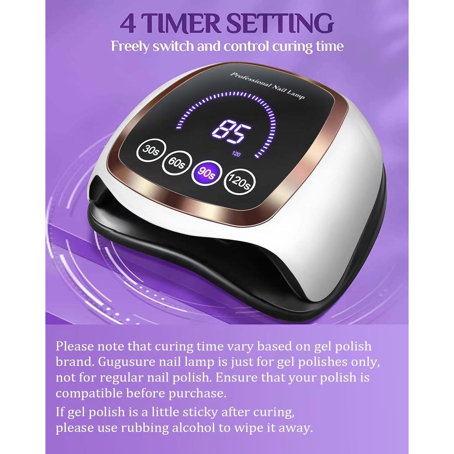 Lámpara de Uñas UV LED Gugusure 180W con Sensor y Pantalla LCD