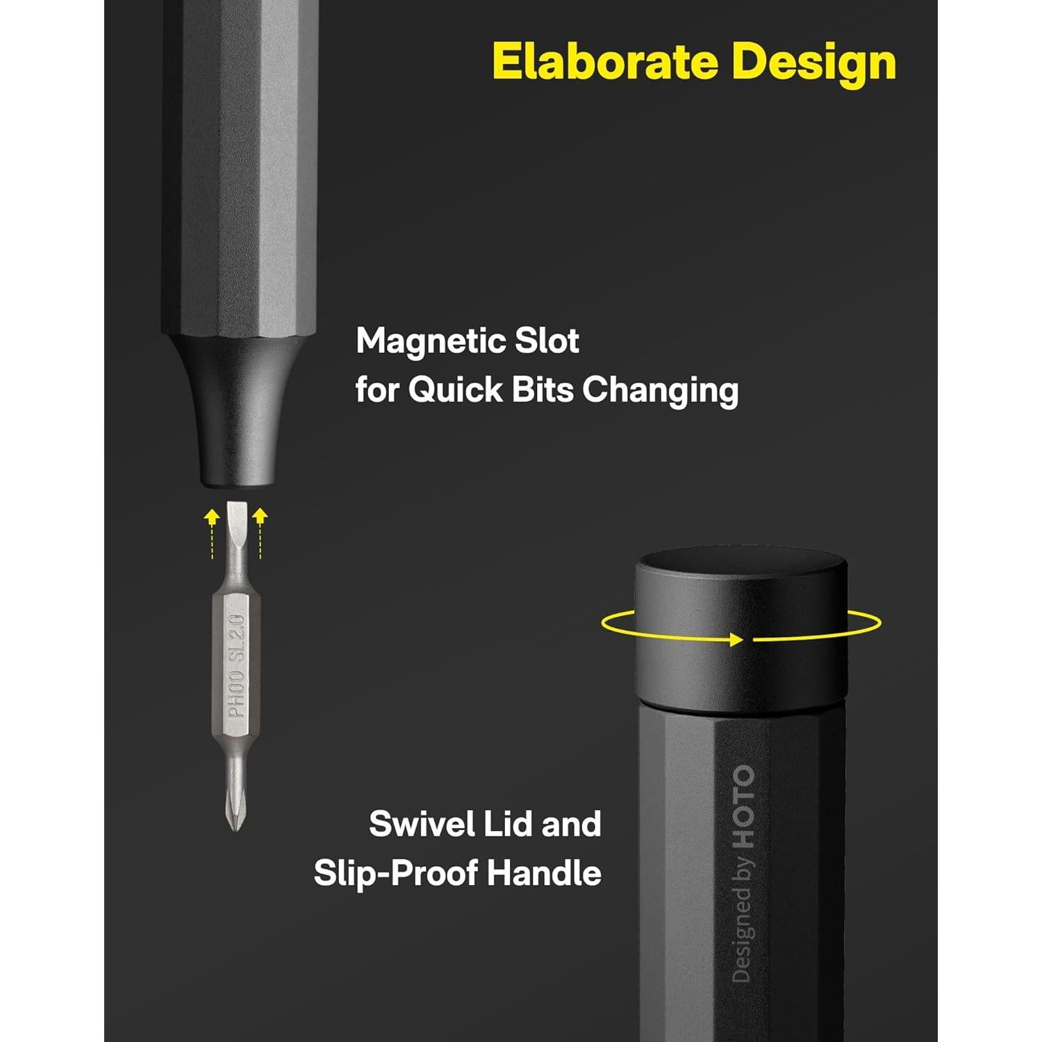 Juego de Destornilladores HOTO 24 en 1 Magnético Gris