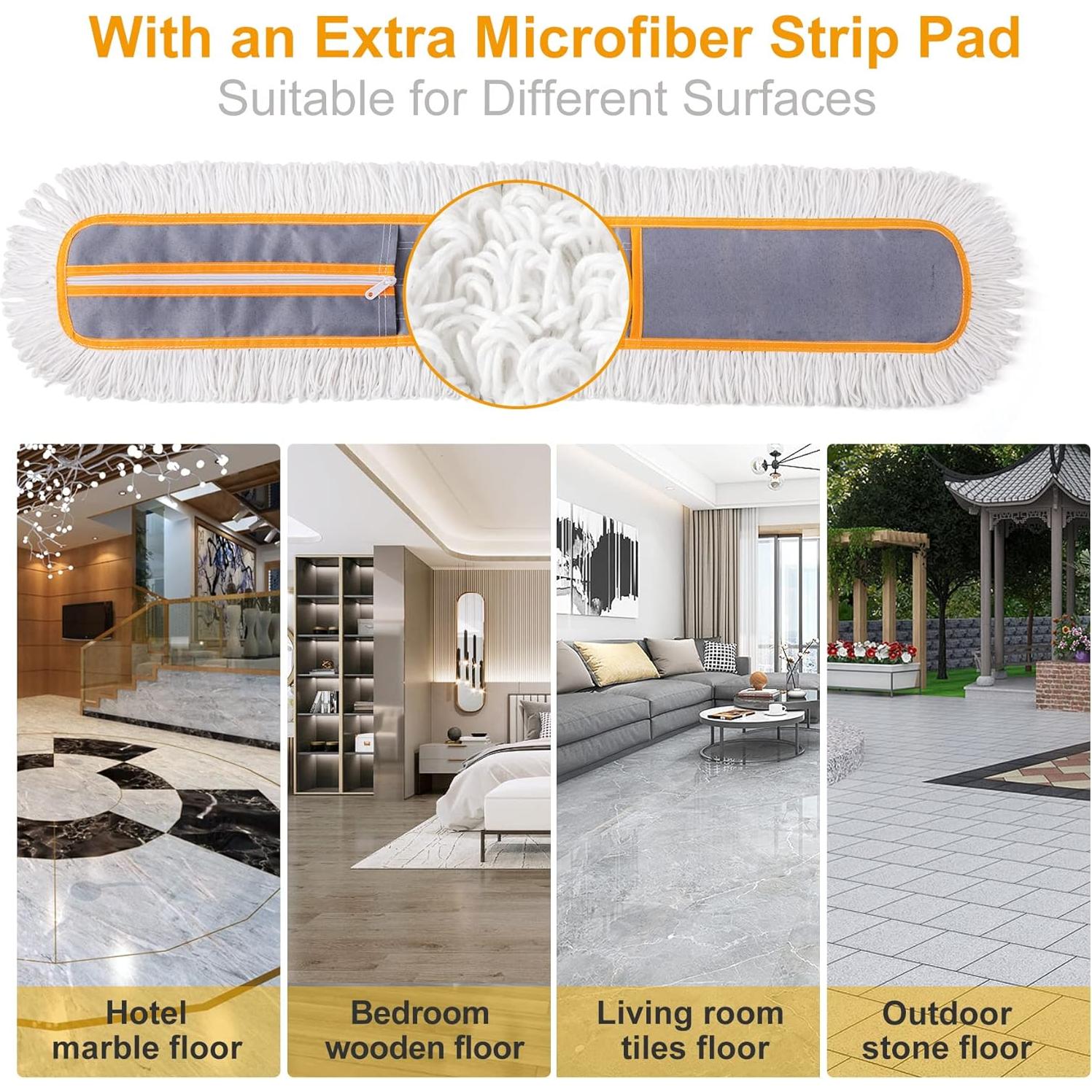 Mopa Comercial CLEANHOME 99 cm con Mango Extensible y 2 Paños