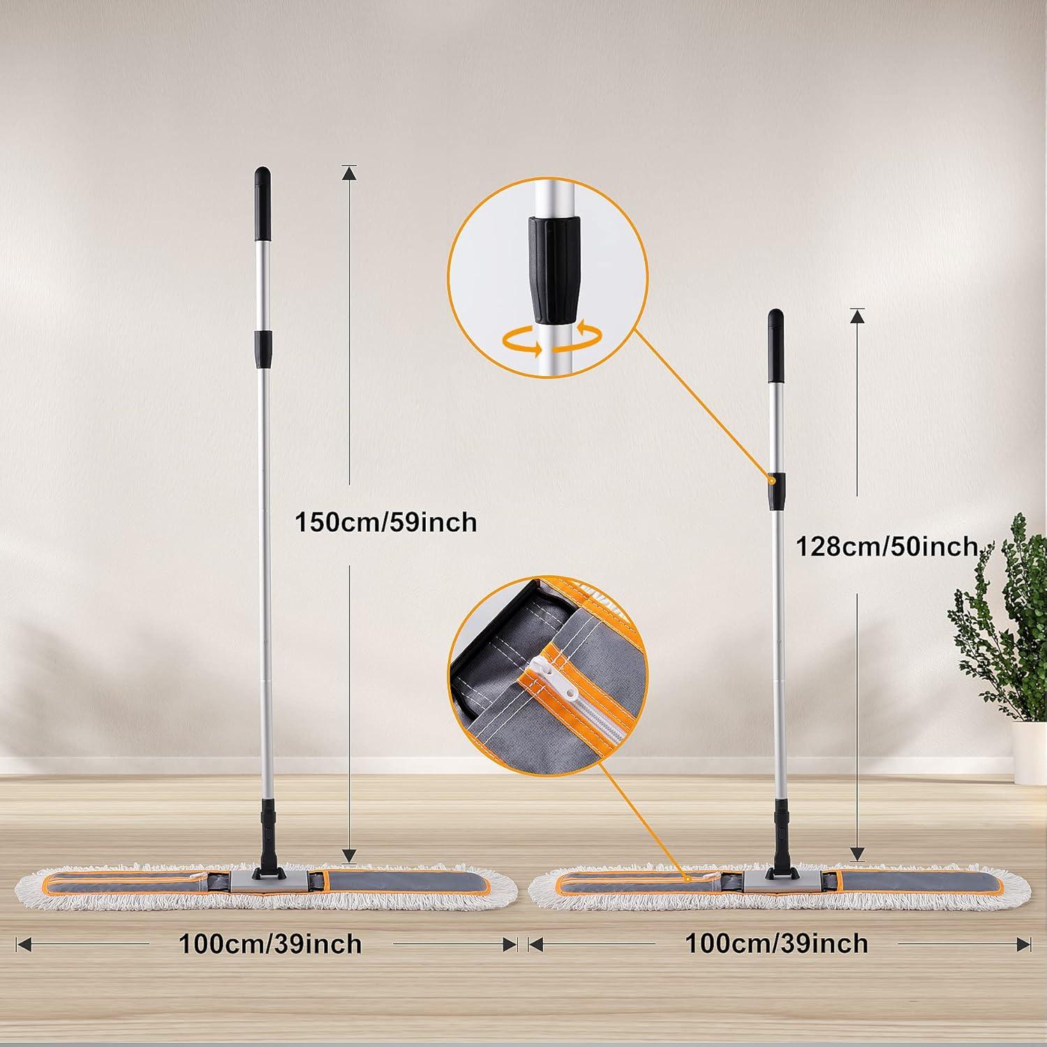 Mopa Comercial CLEANHOME 99 cm con Mango Extensible y 2 Paños