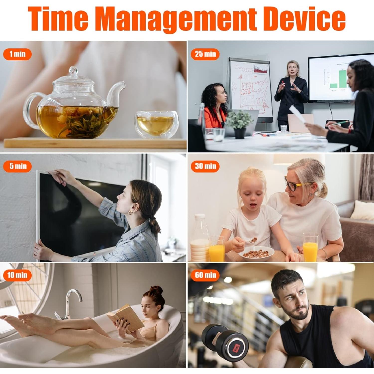 Temporizador Pomodoro YATOISUR Negro Silencioso 7.49 cm