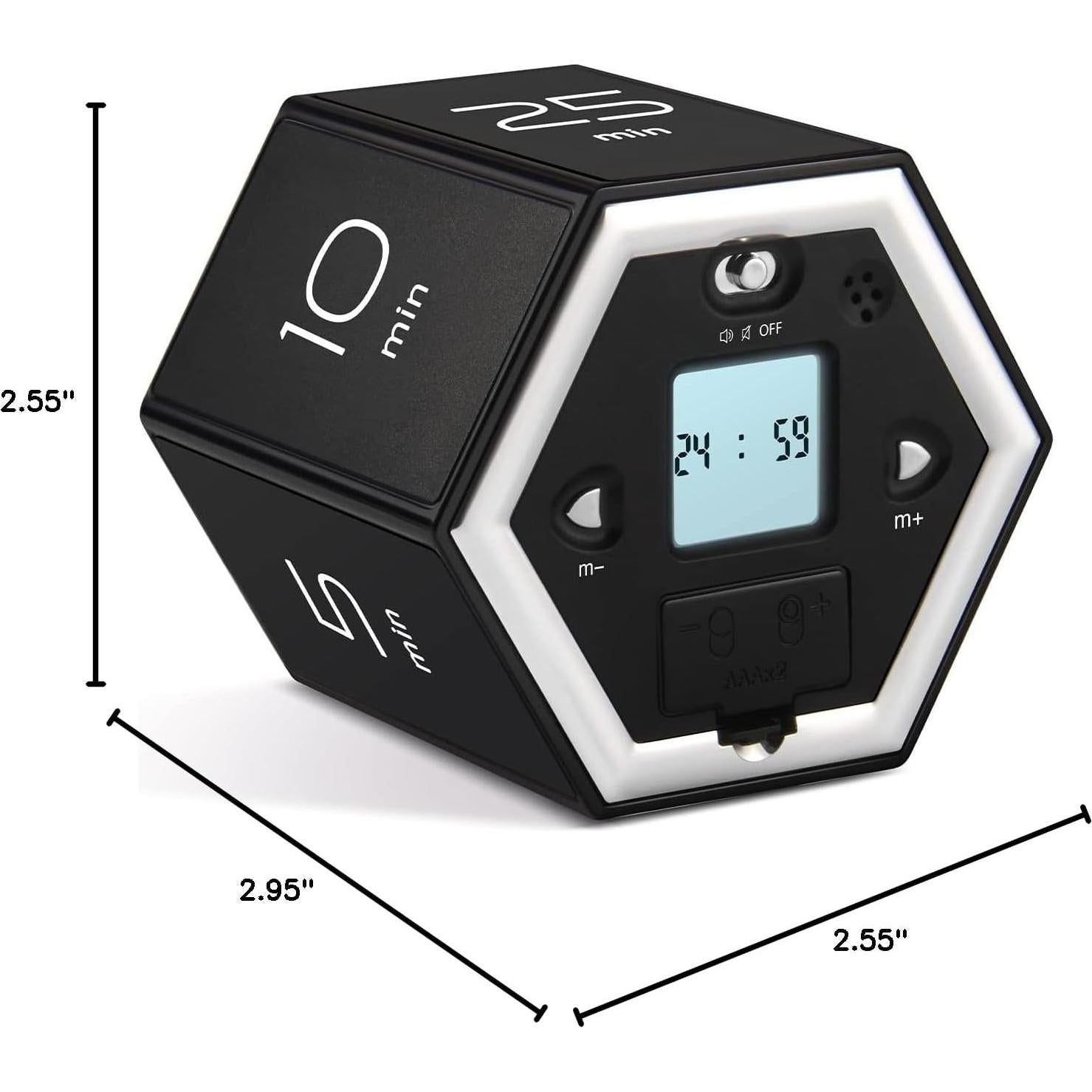 Temporizador Pomodoro YATOISUR Negro Silencioso 7.49 cm