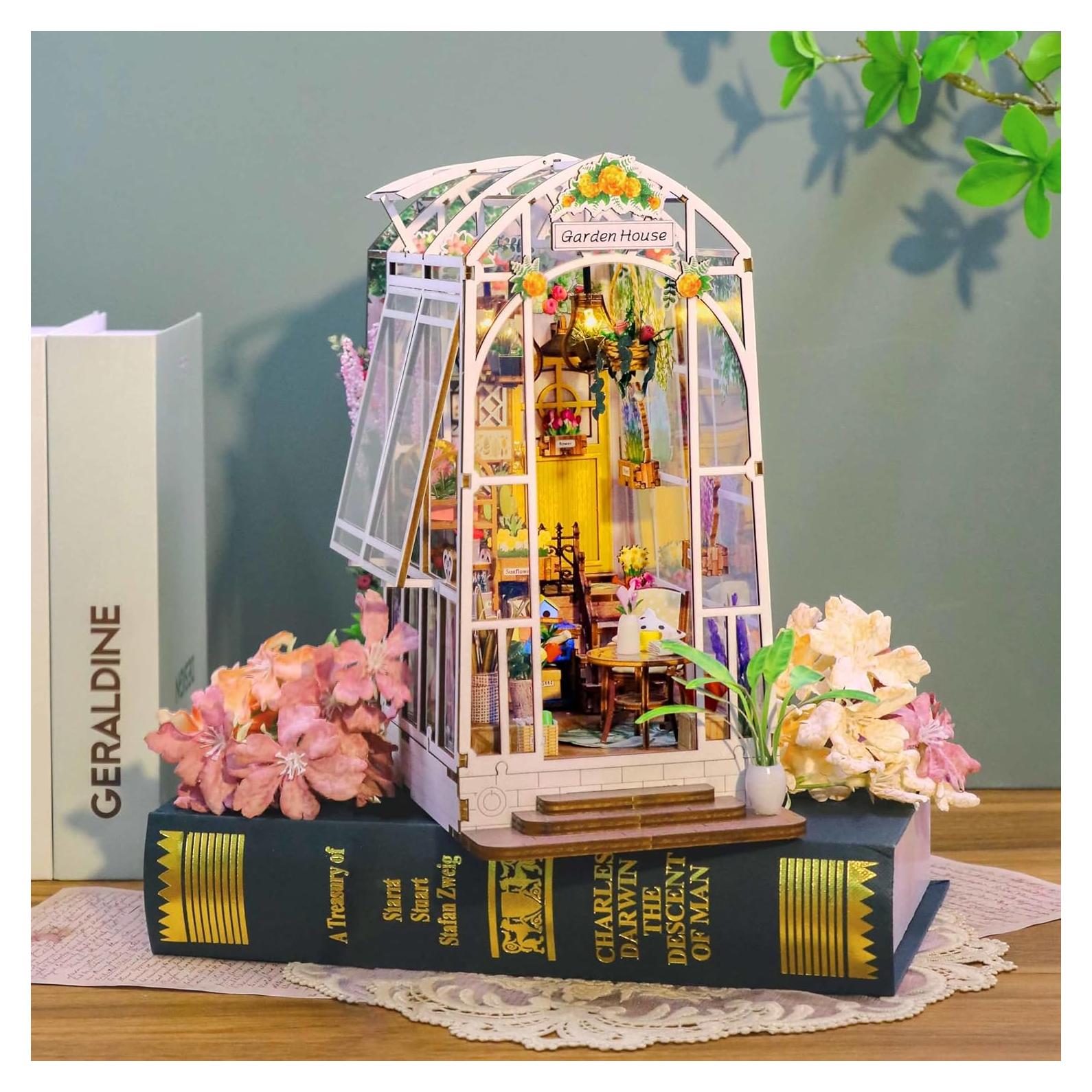 Kit de Rincón de Libros MEINESQIS Cabaña Jardín 3D LED