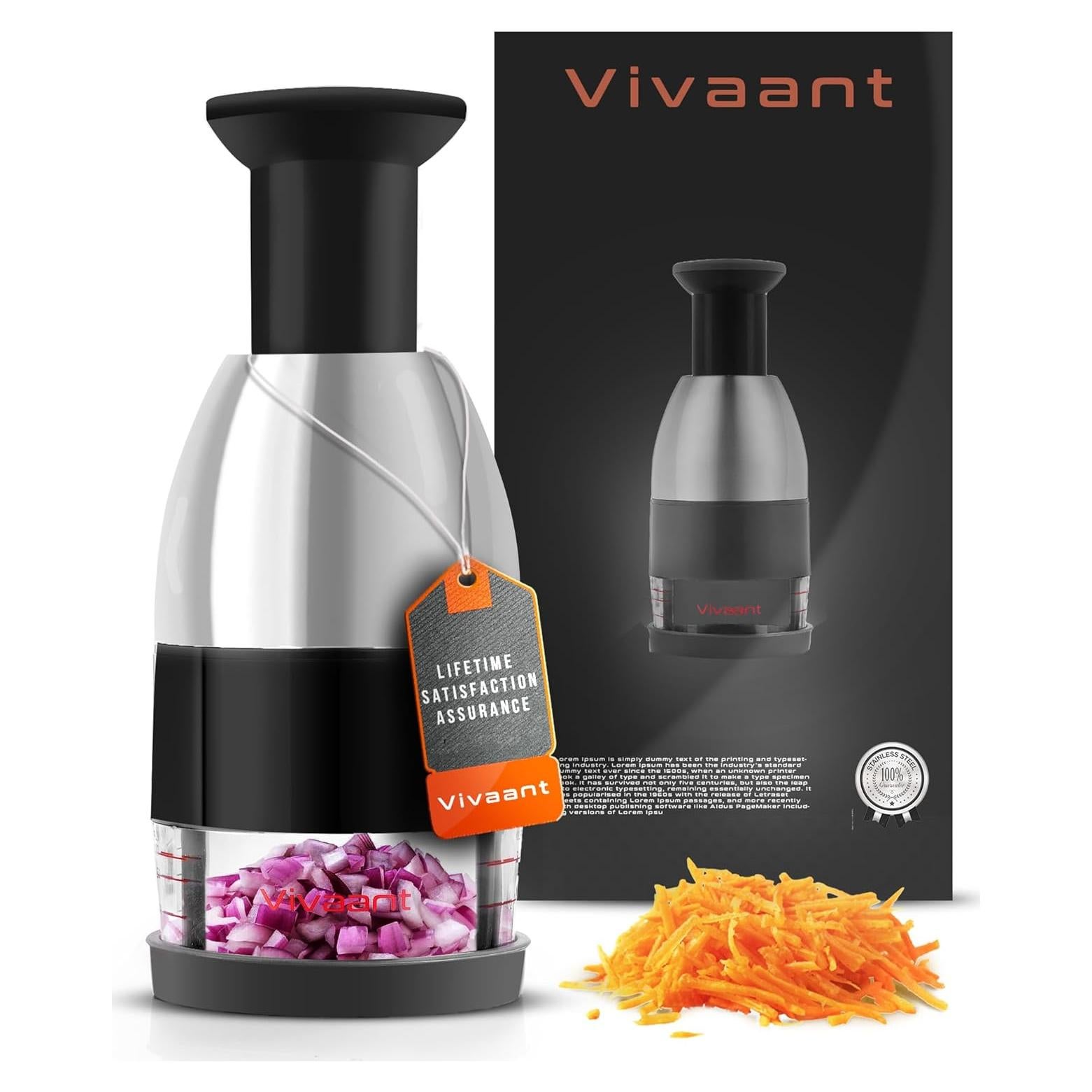 Picador Manual Slap Chop Vivaant - Cortador de Verduras y Ajo