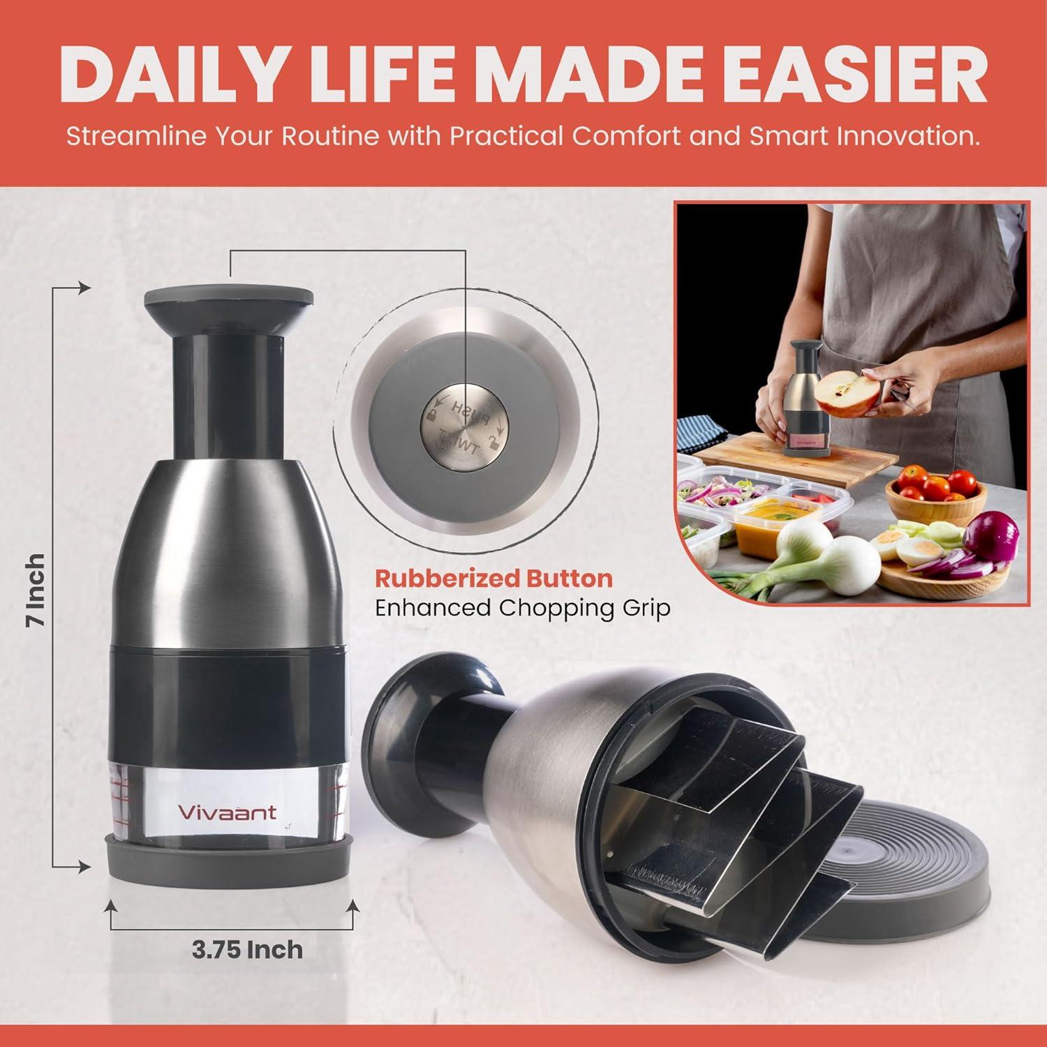 Picador Manual Slap Chop Vivaant - Cortador de Verduras y Ajo