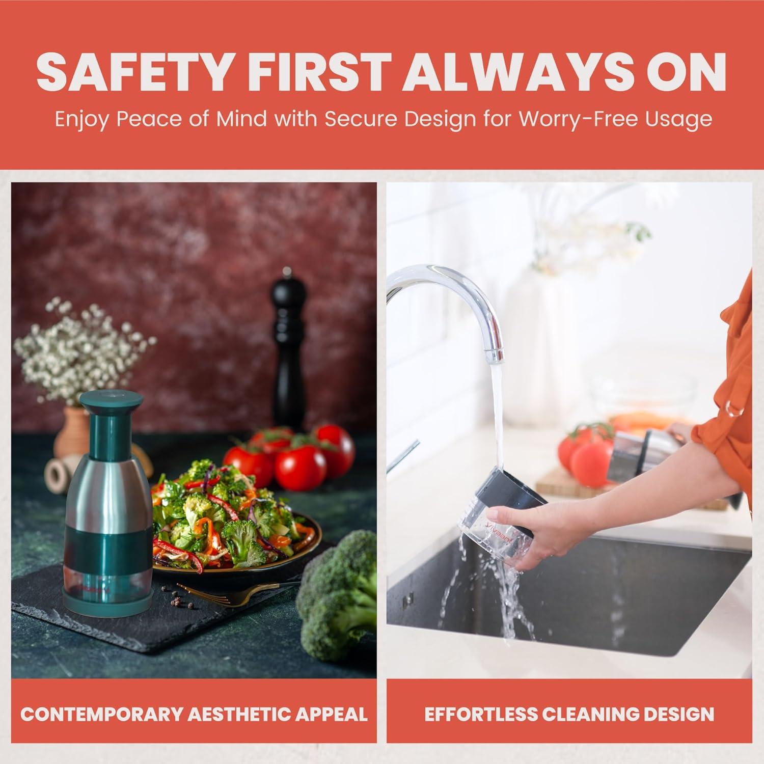 Picador Manual Slap Chop Vivaant - Cortador de Verduras y Ajo