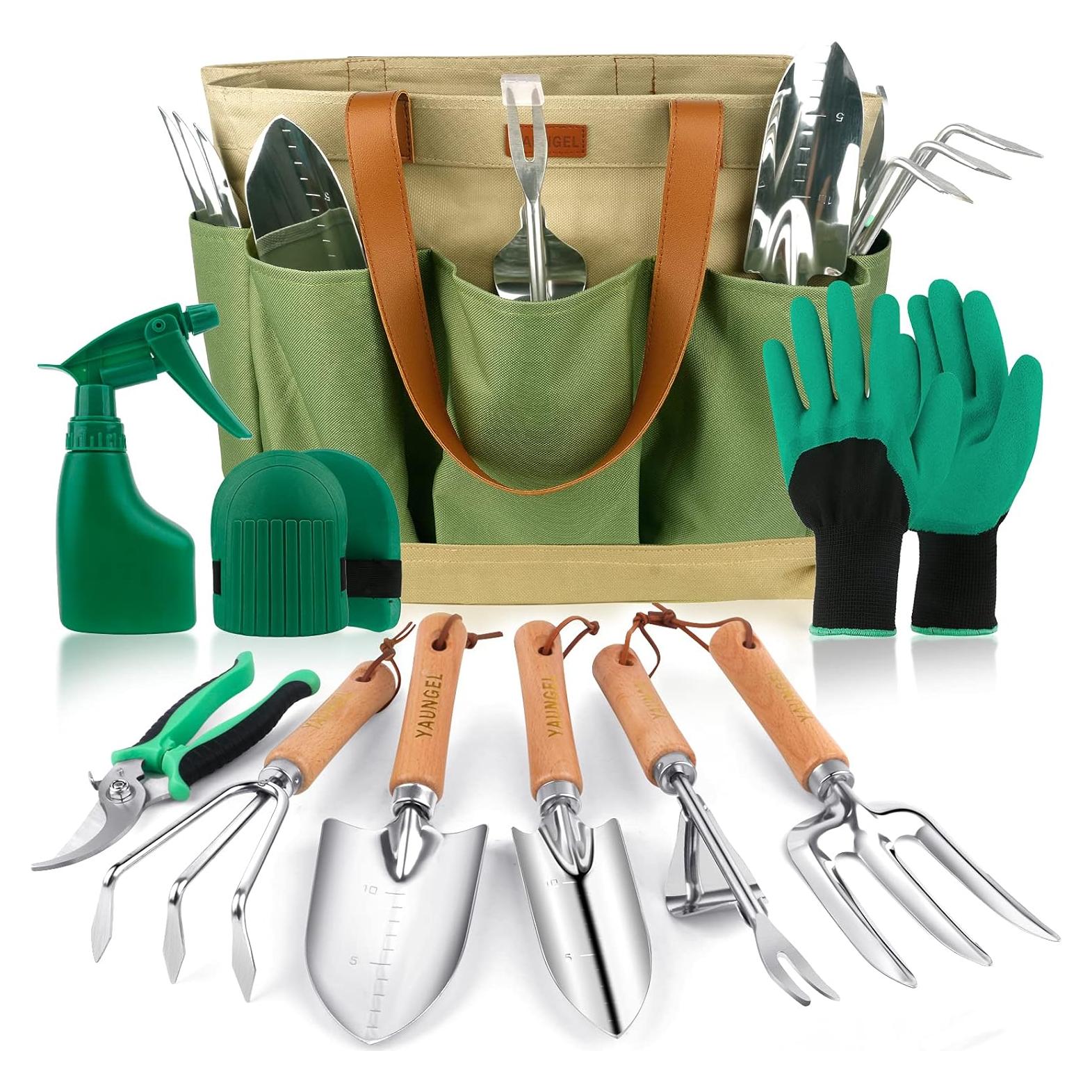Juego de Herramientas de Jardín YAUNGEL 10 Piezas Acero Inoxidable