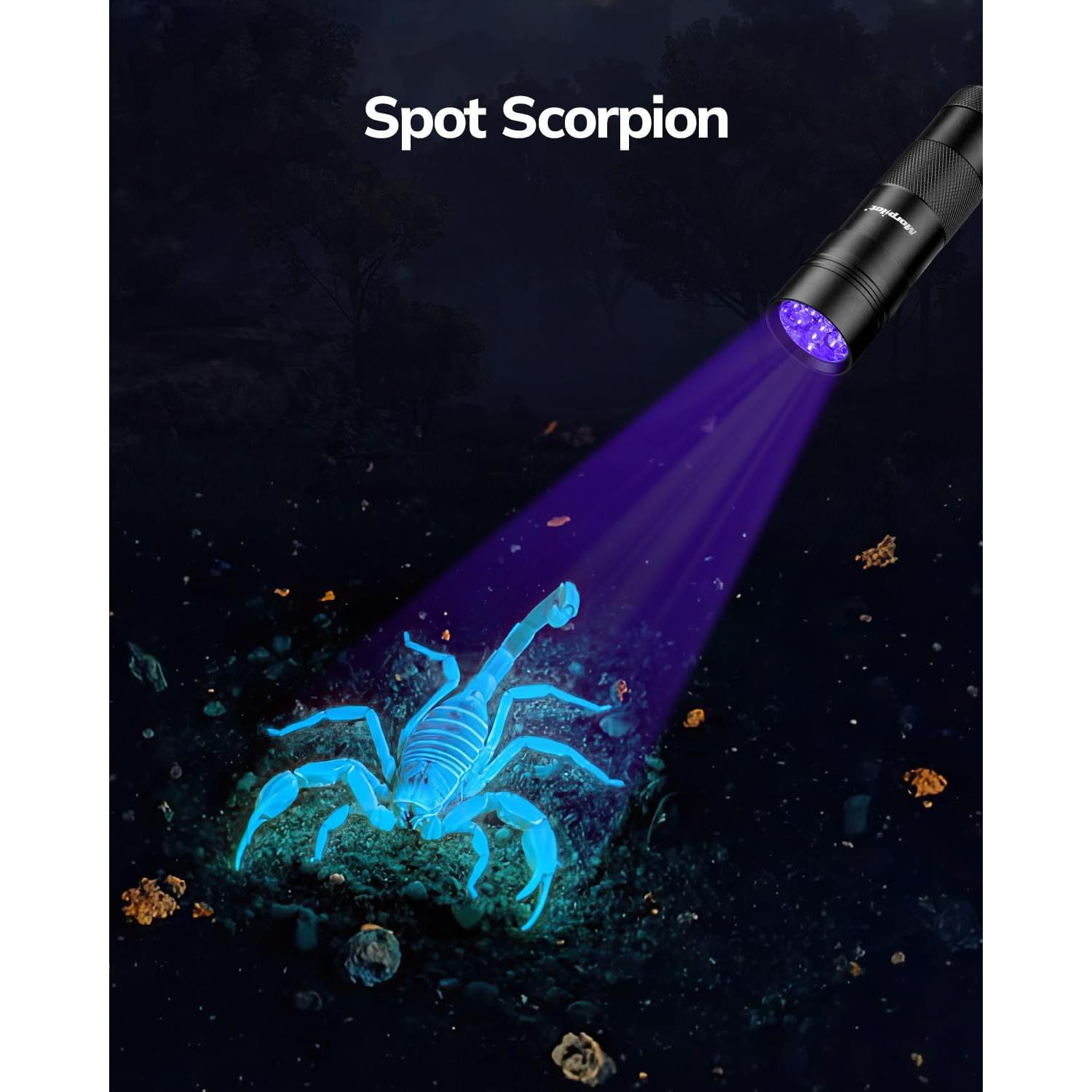 Linterna UV Morpilot 12 LED 395nm 2 Pcs Mini Negra