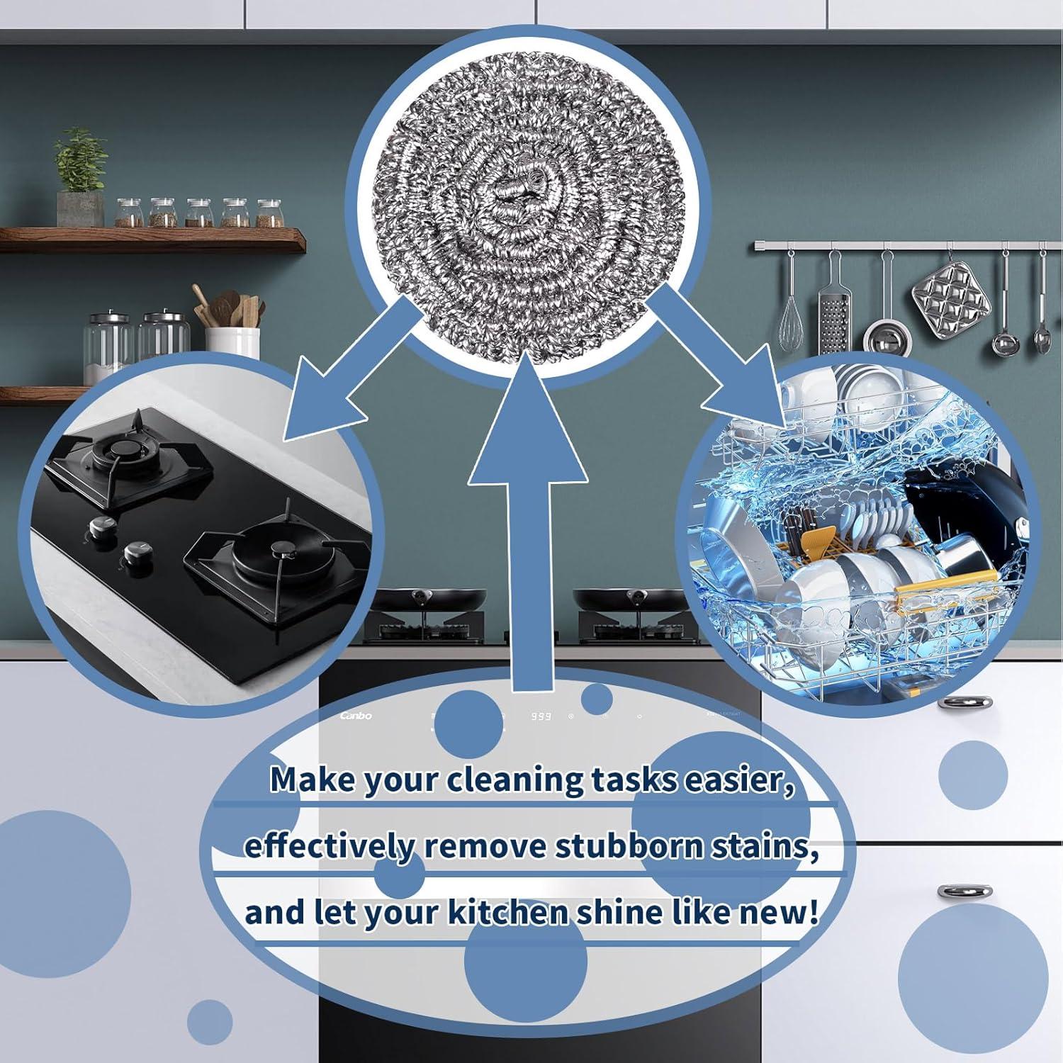 Esponjas de Acero Inoxidable GUEICN 6 Pcs para Fregar