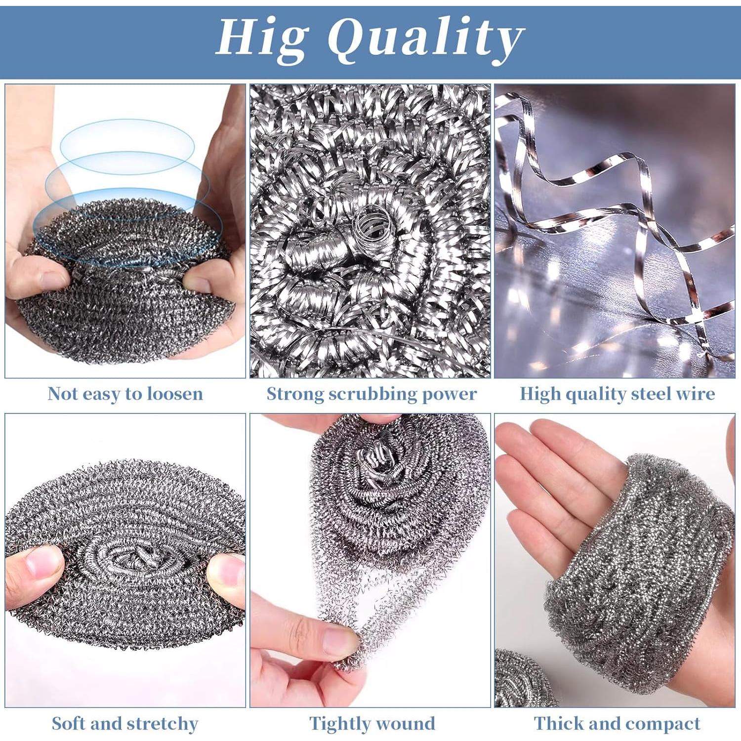 Esponjas de Acero Inoxidable GUEICN 6 Pcs para Fregar