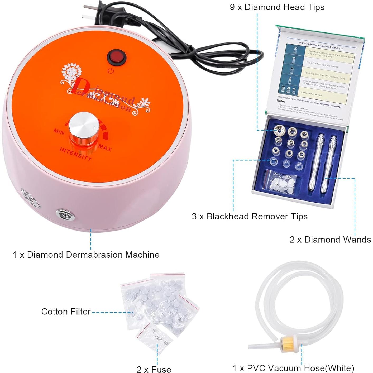 Máquina de Microdermoabrasi&oacute;n de Diamante AIMENGXI - Portátil, 9 Puntas, Eliminación de Puntos Negros