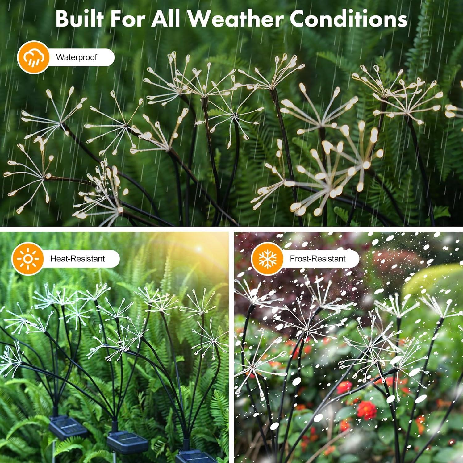 Luces de Jardín Solares Kwaiffeo 2 Paquete 120 LED IP65